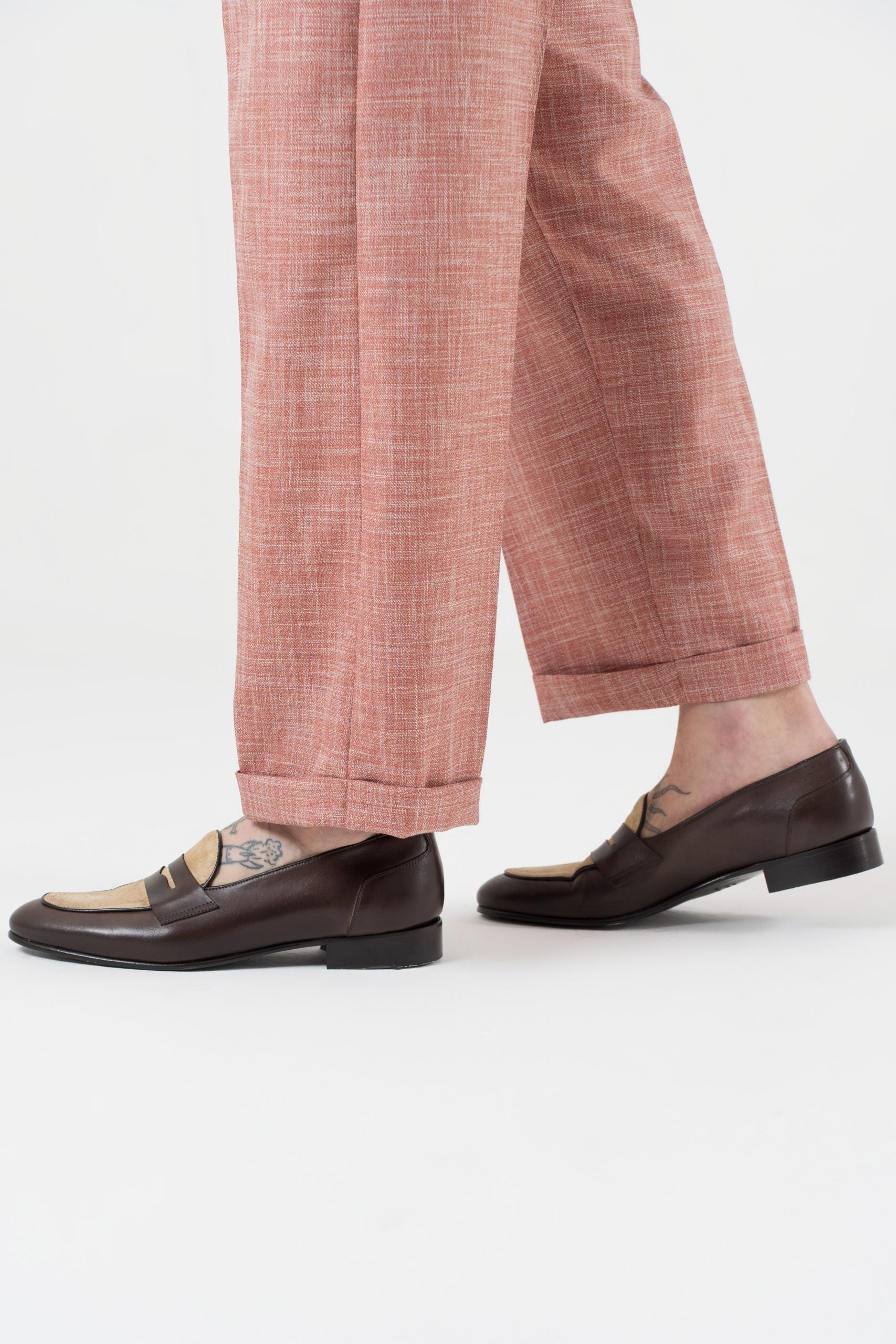 Pantalone Fondo Ampio con Passanti Melangiato Aragosta