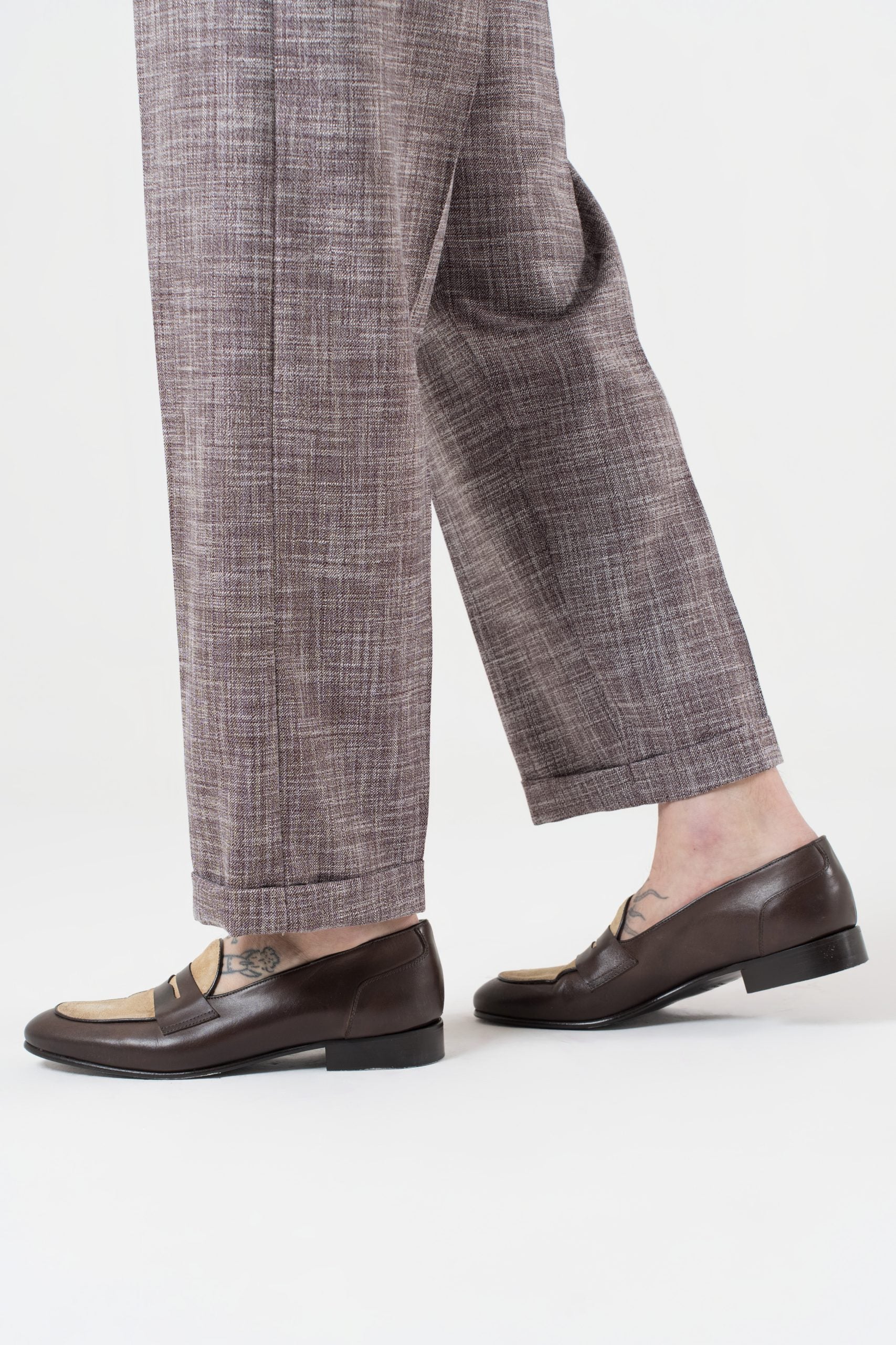 Pantalone Fondo Ampio con Passanti Melangiato Cola