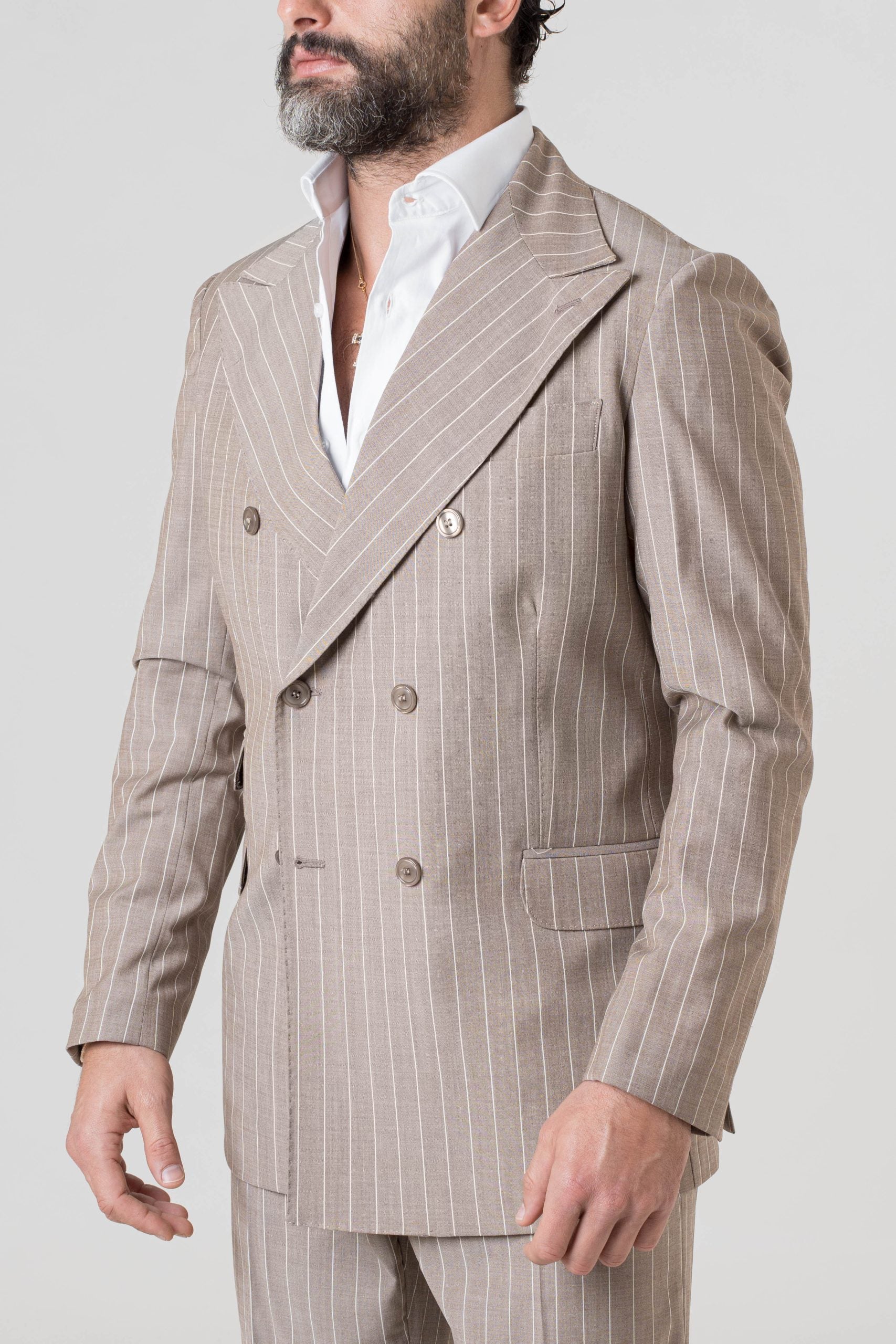 Giacca Socket Gessato Beige Porto Rotondo