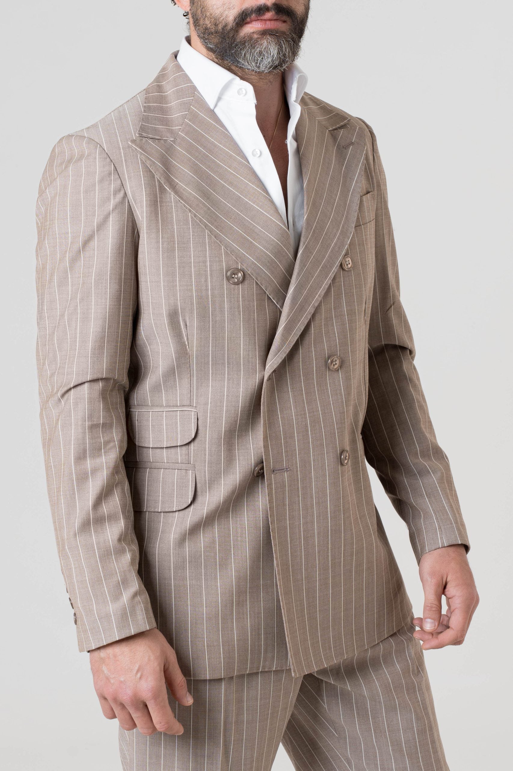 Giacca Socket Gessato Beige Porto Rotondo