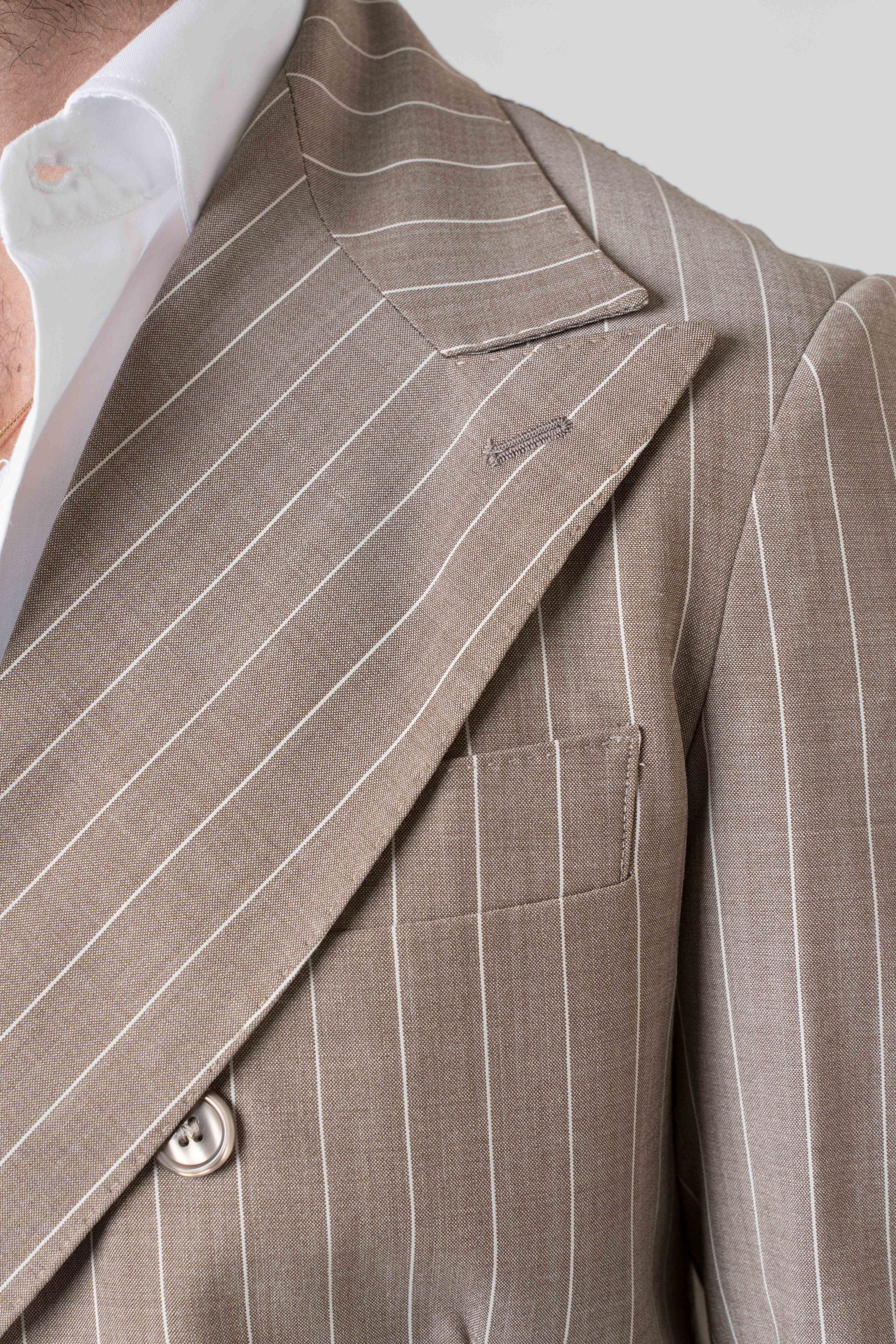 Giacca Socket Gessato Beige Porto Rotondo