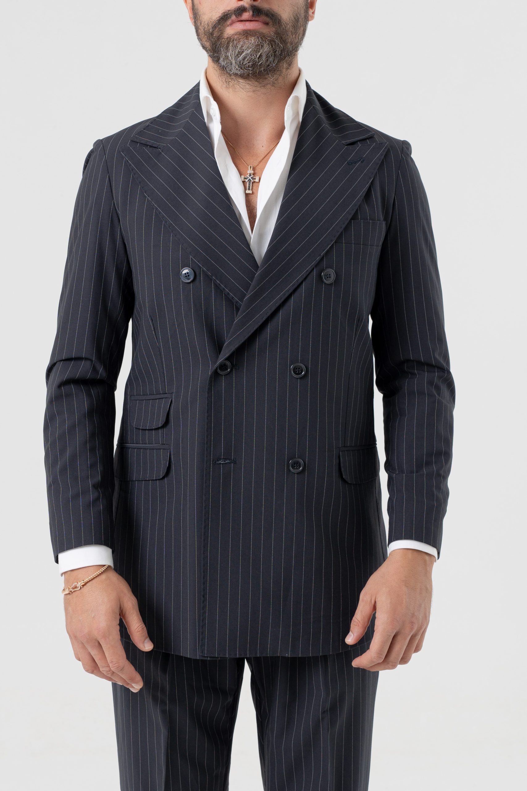 Giacca Socket Gessato Blu Manhattan