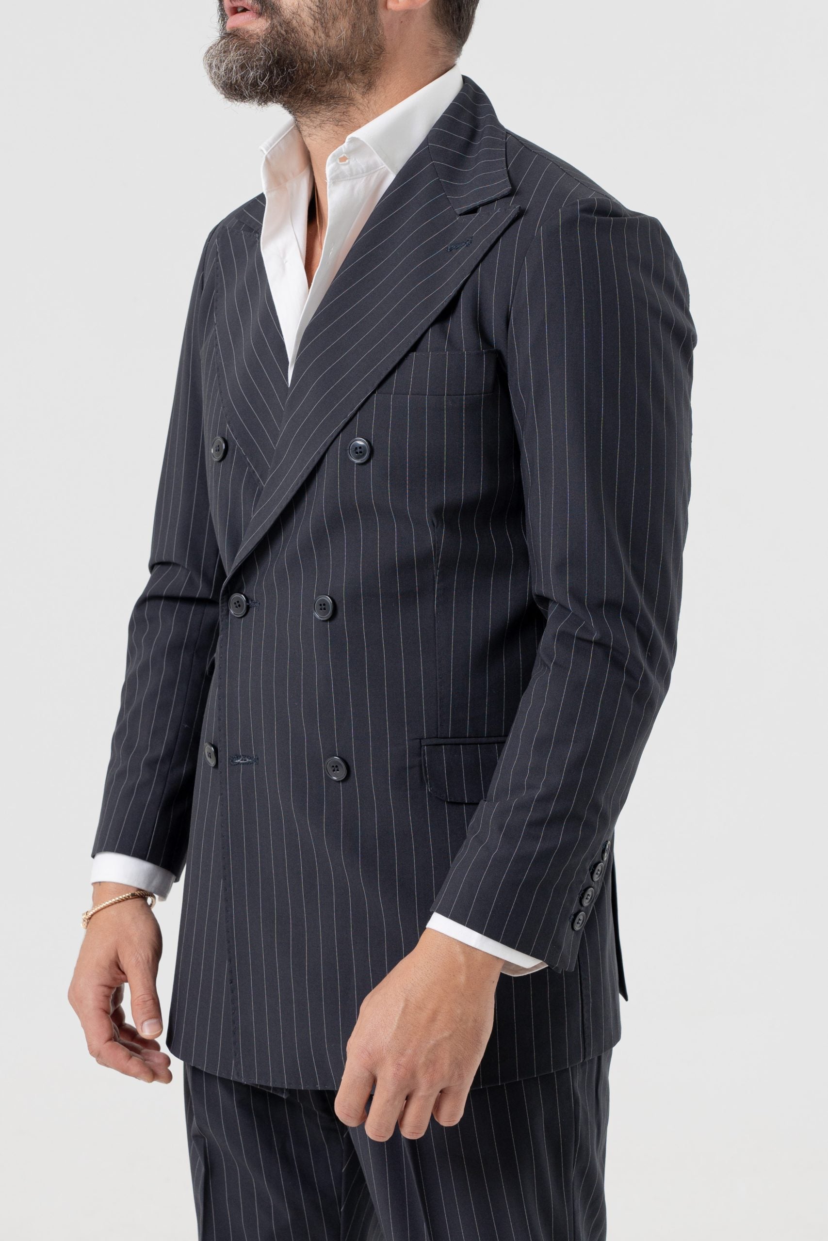 Giacca Socket Gessato Blu Manhattan