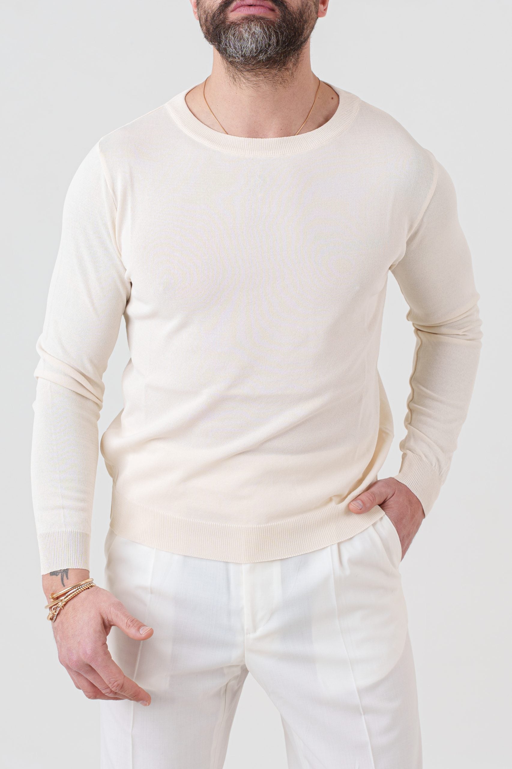 Shirt Manica Lunga in Viscosa Avorio