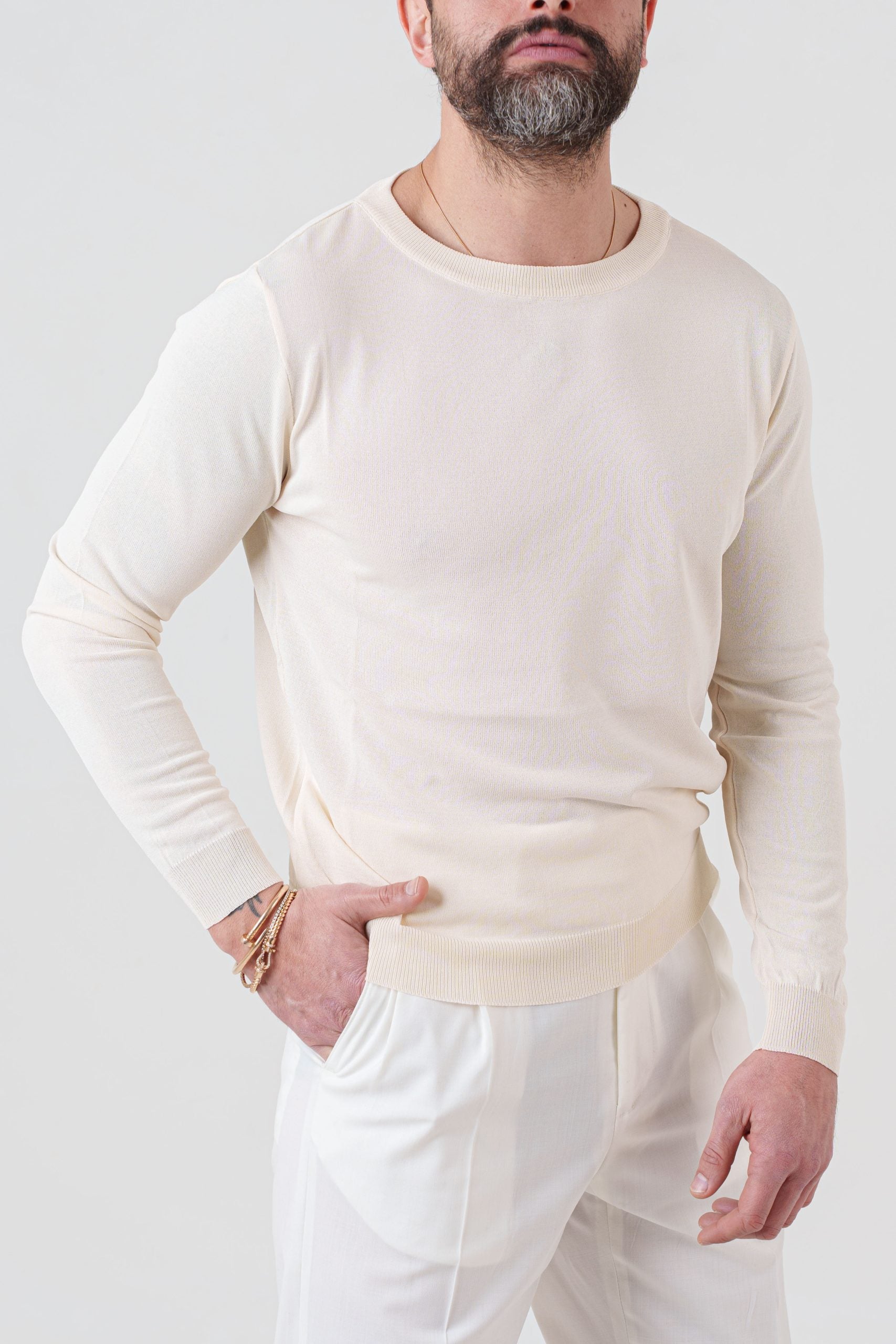 Shirt Manica Lunga in Viscosa Avorio