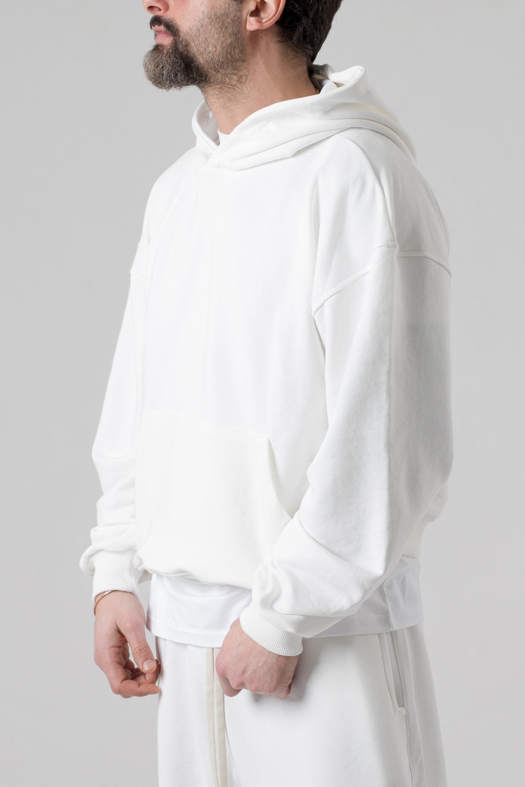 Felpa Oversize con Cappuccio Panna