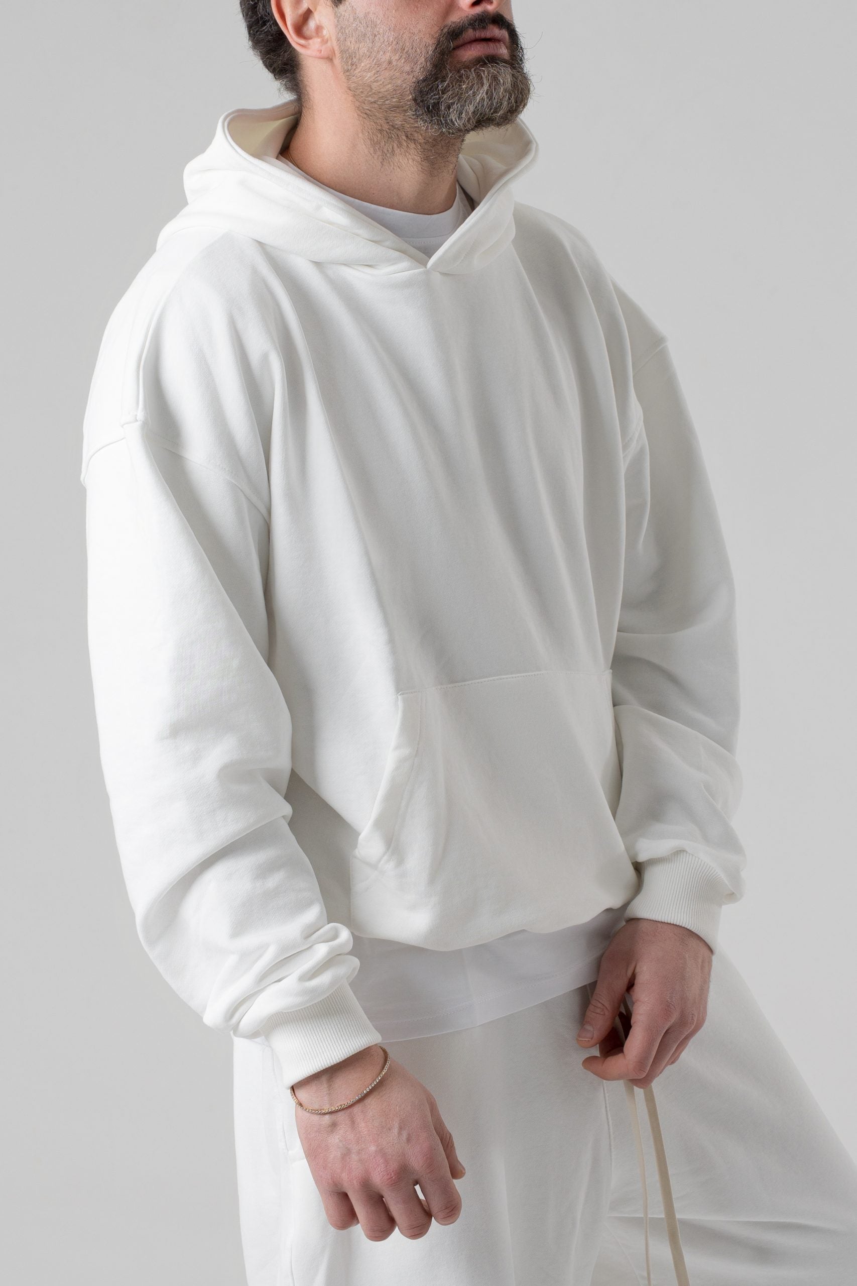 Felpa Oversize con Cappuccio Panna