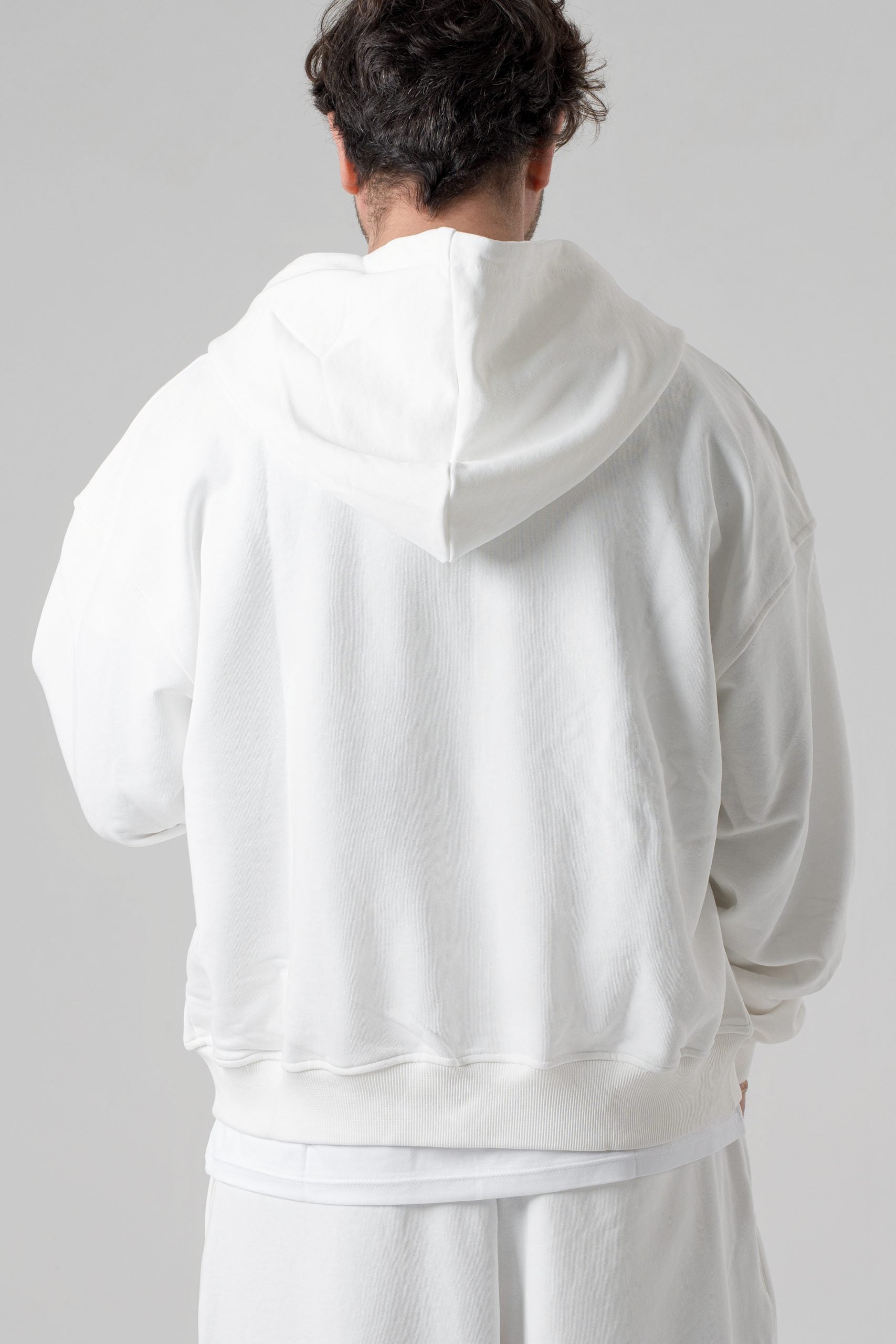 Felpa con Zip Oversize con Cappuccio Panna