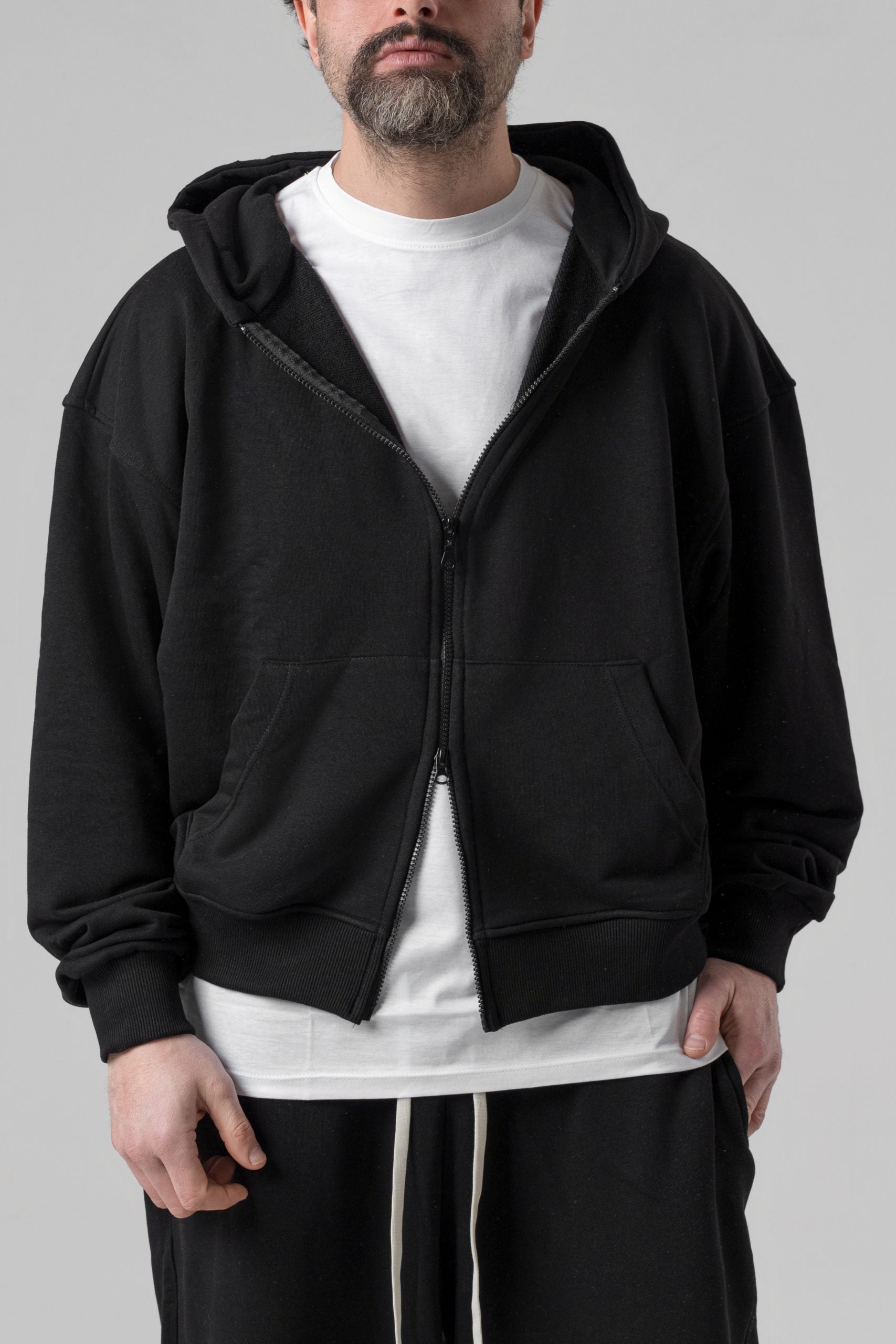 Felpa con Zip Oversize con Cappuccio