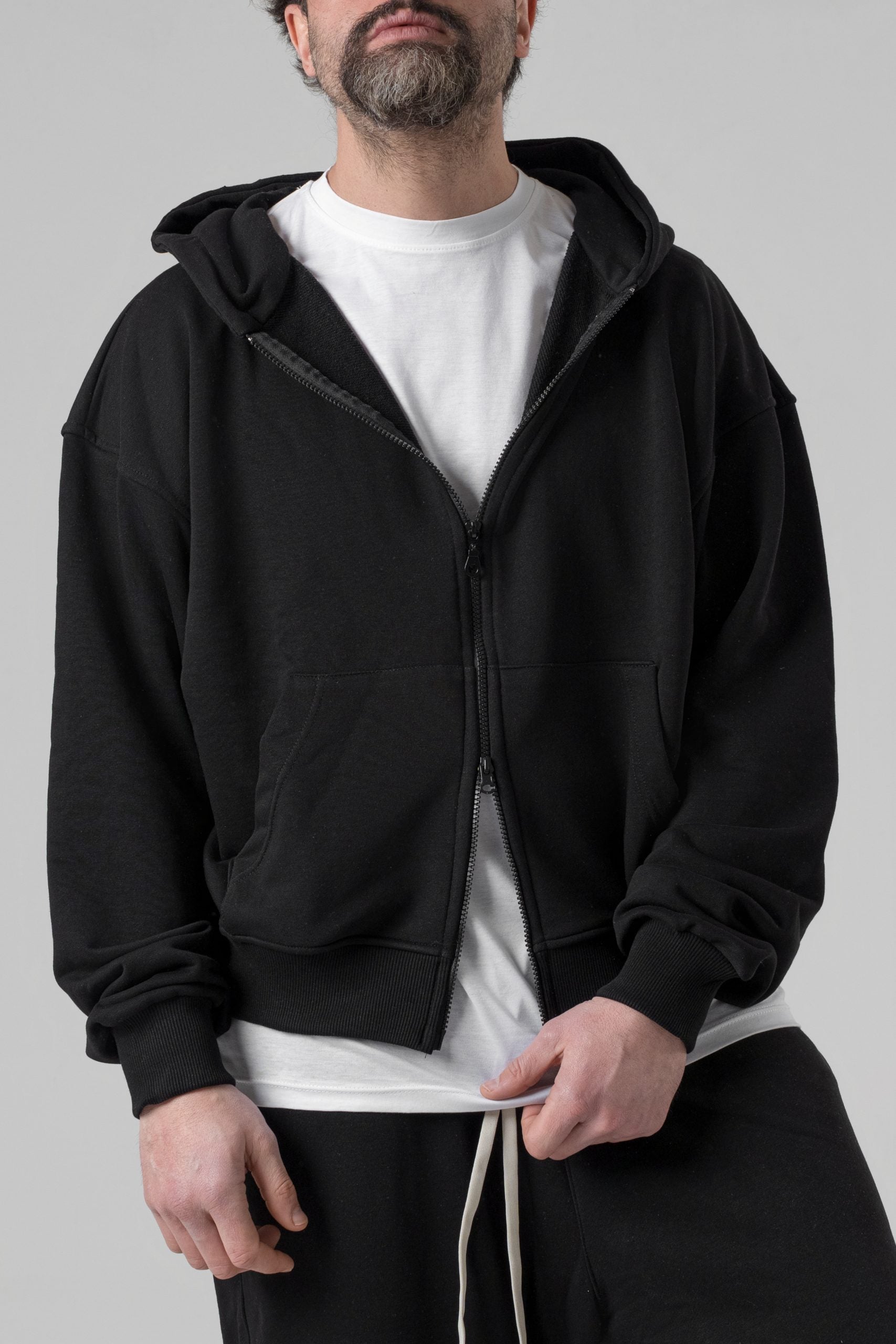 Felpa con Zip Oversize con Cappuccio