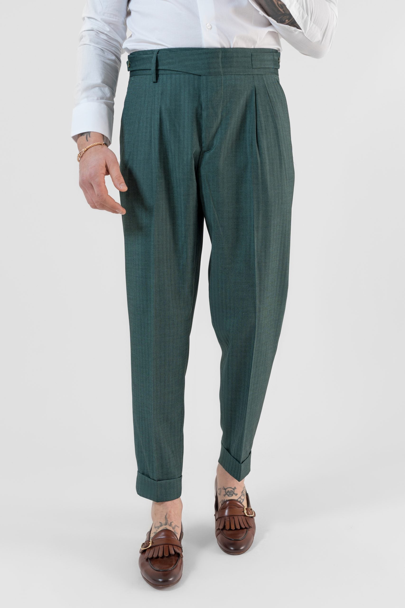 Pantalone Doppia Cinta Solaro Verde Saint Tropez