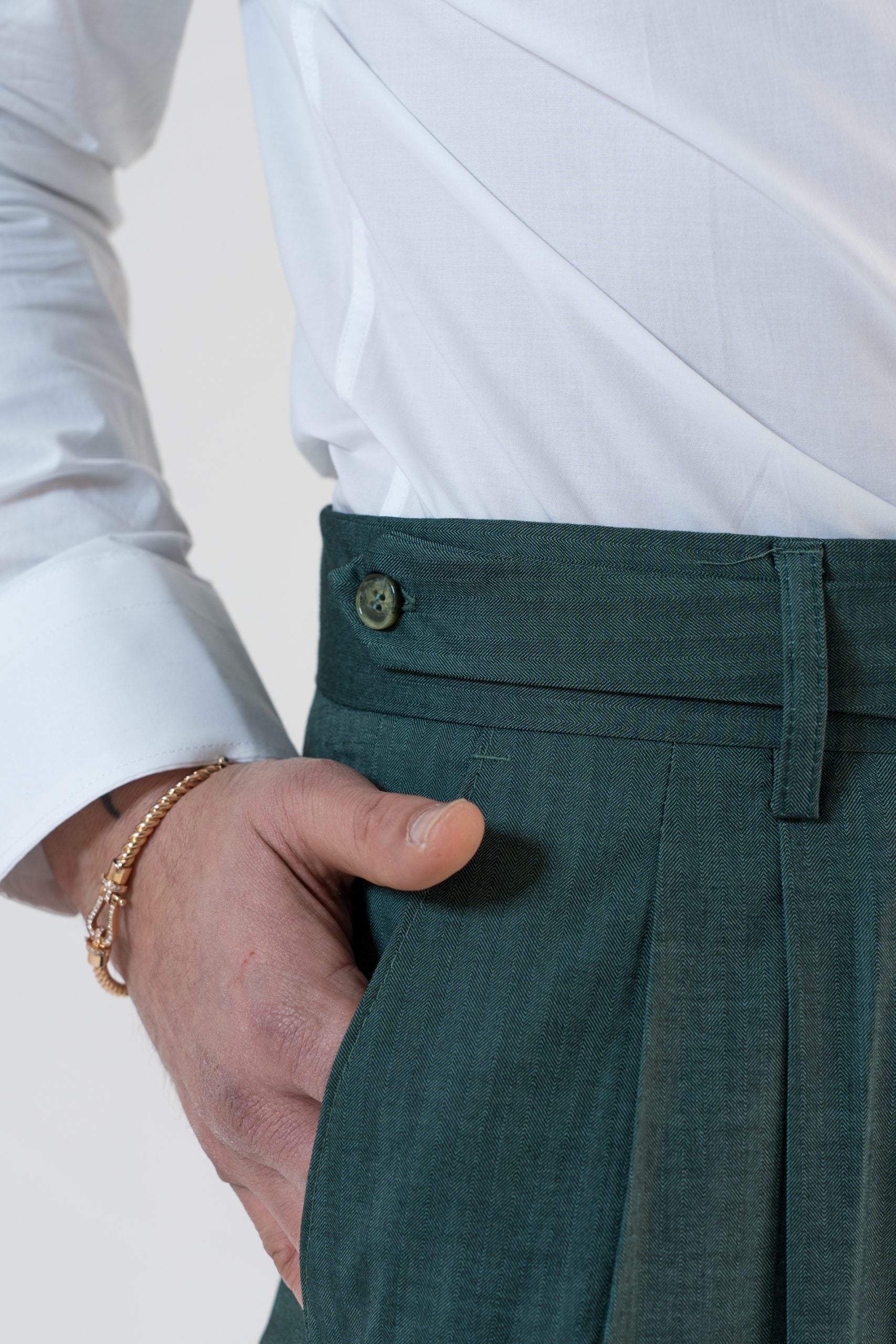Pantalone Doppia Cinta Solaro Verde Saint Tropez