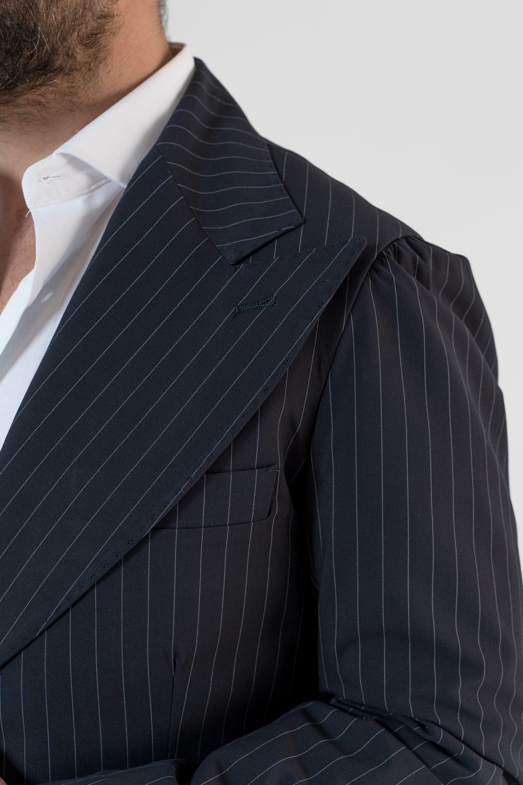 Giacca Monopetto Gessato Blu Manhattan