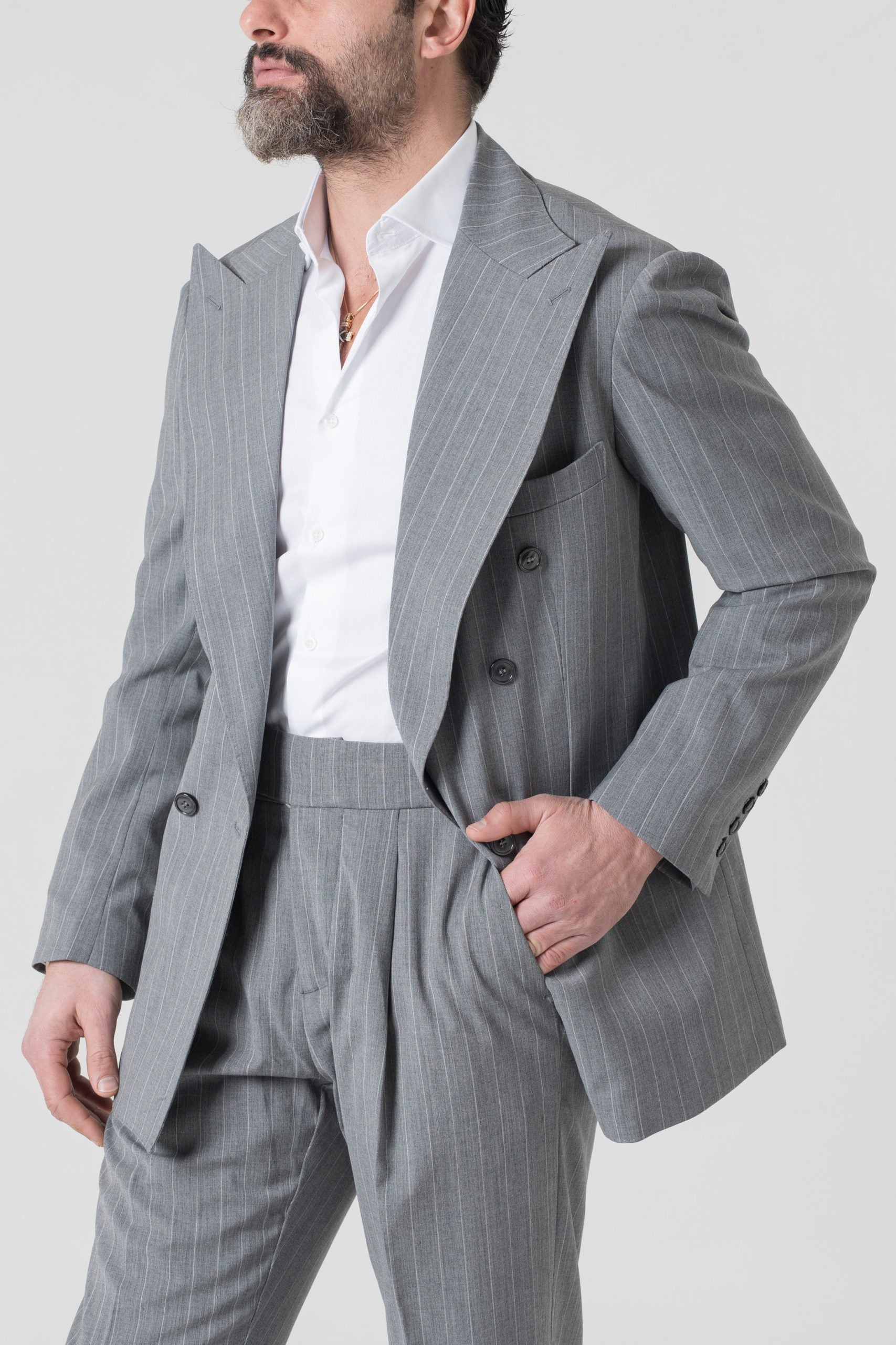 Giacca Jocket Gessato Grigio Milano Marittima