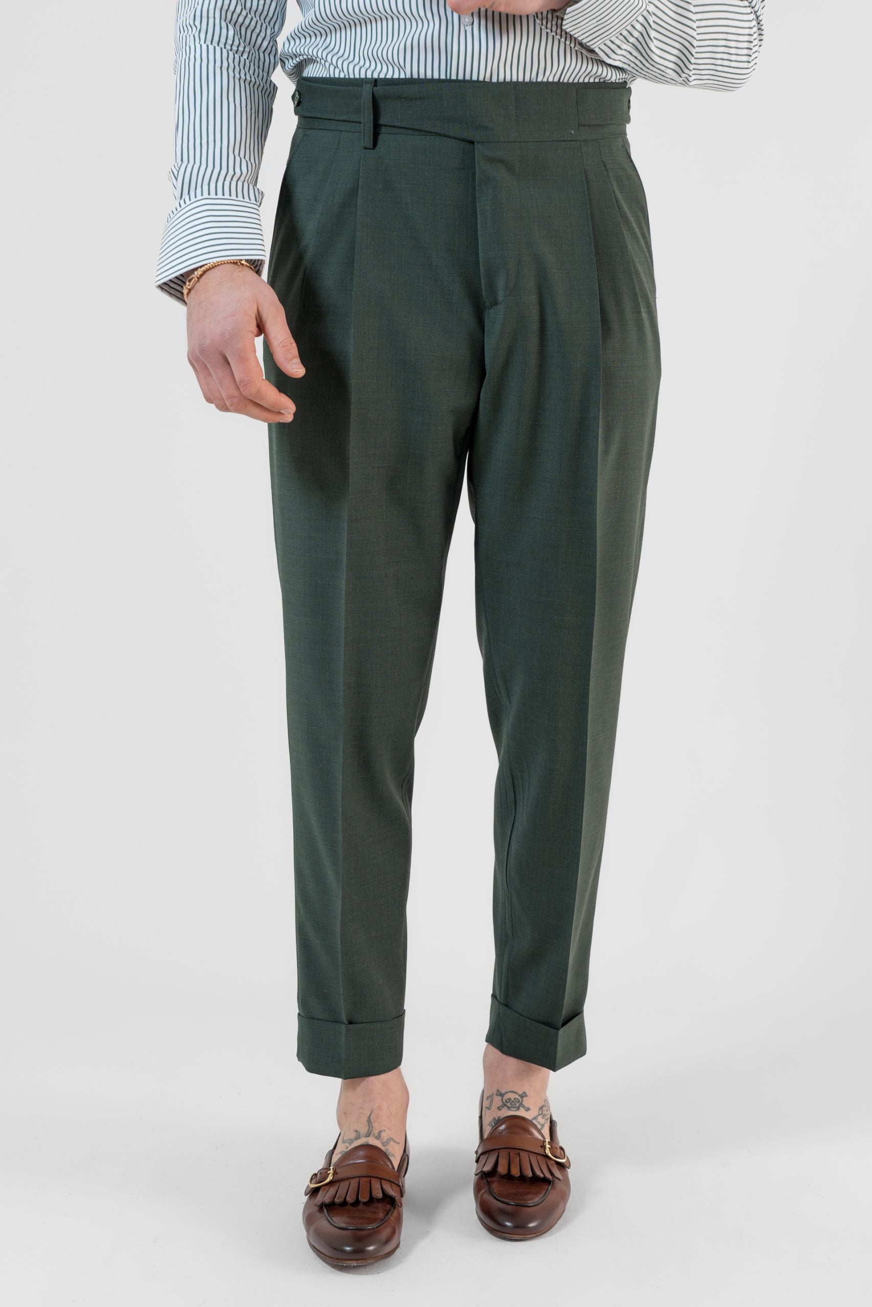 Pantalone Doppia Cinta Verde Bosco Cannes