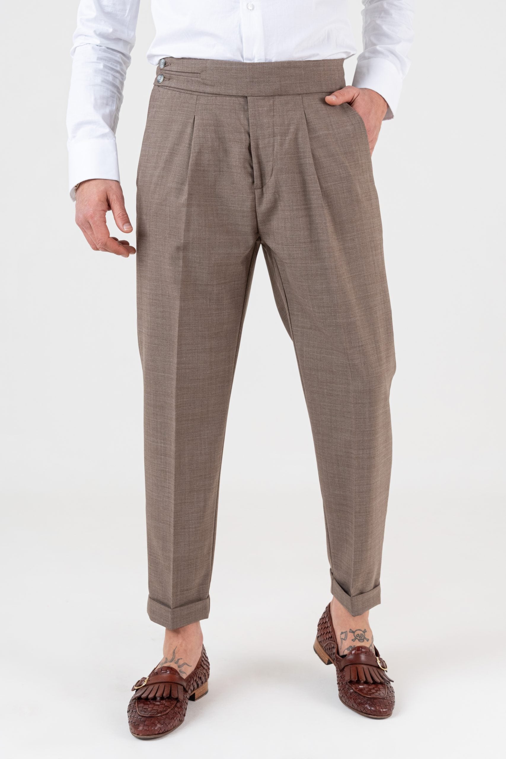 Pantalones bifurcados Taormina gris paloma