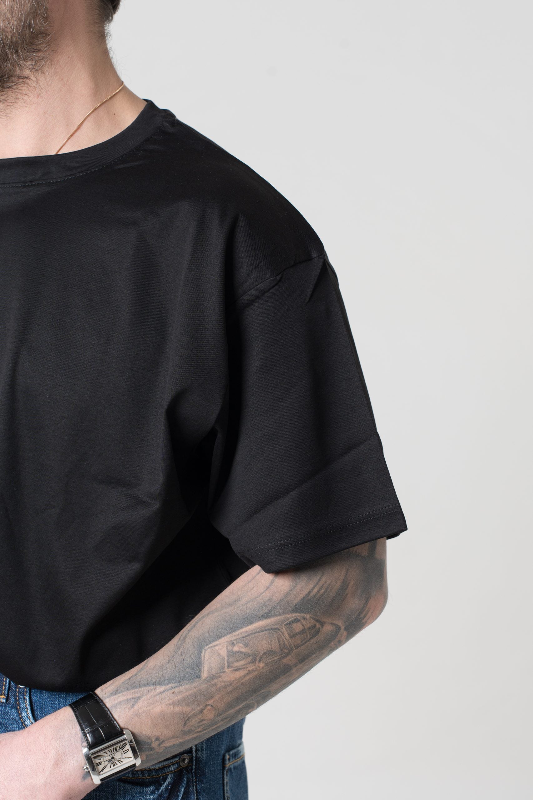 Camiseta extragrande en hilo escocés negro