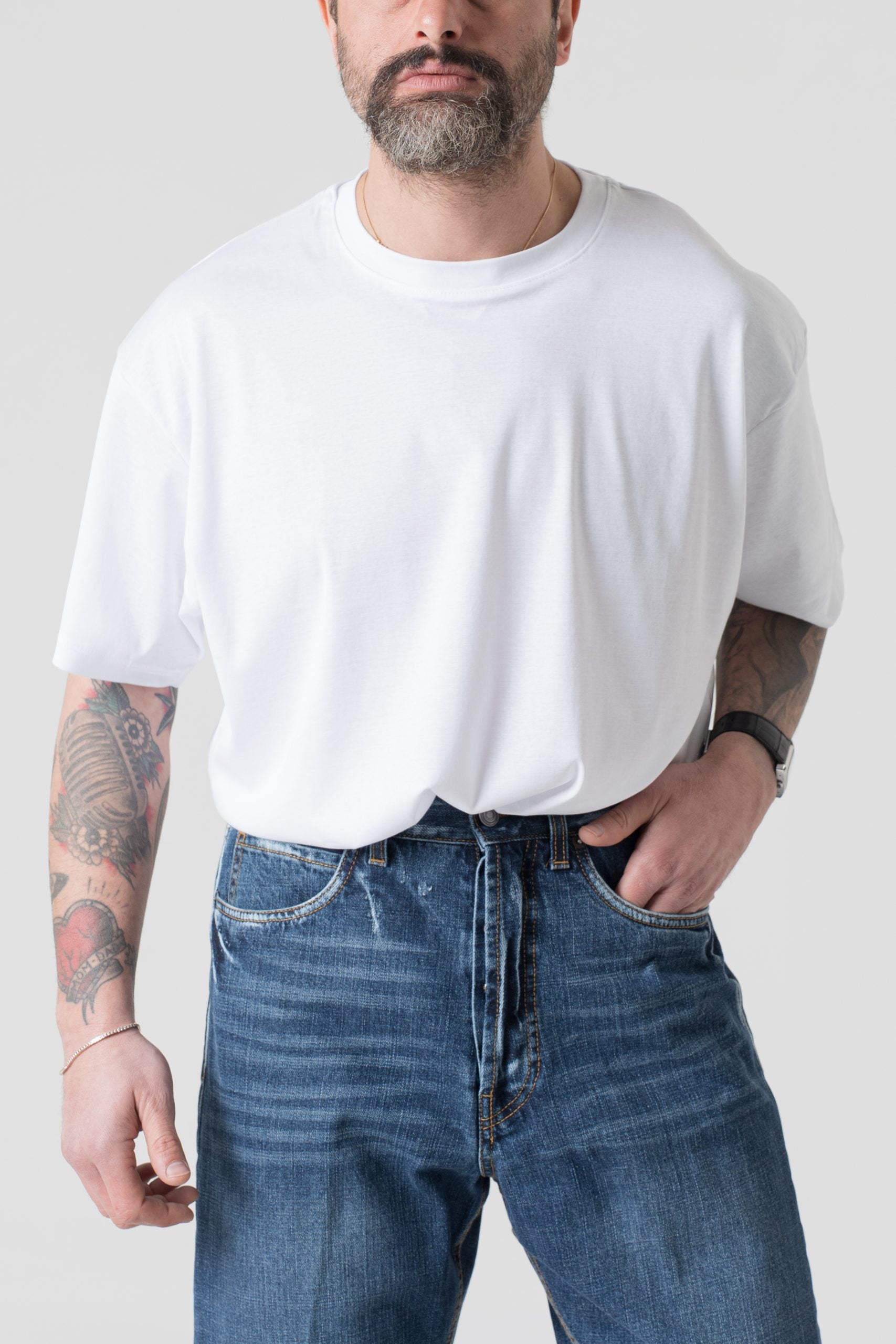 T-Shirt Oversize in Filo di Scozia Bianca