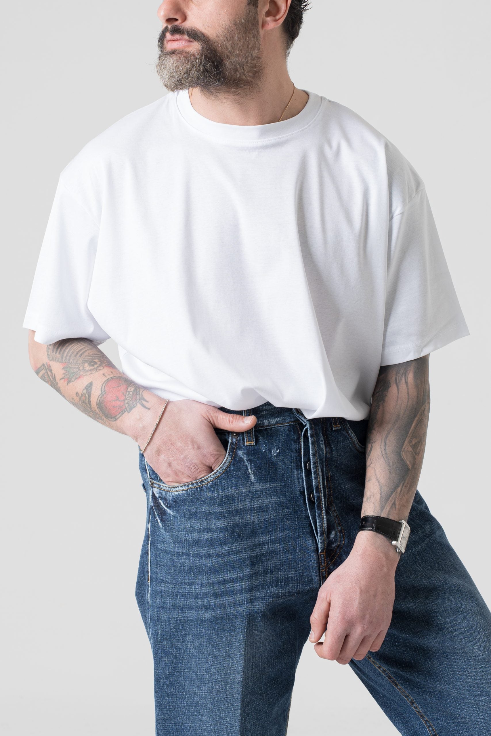 T-Shirt Oversize in Filo di Scozia Bianca