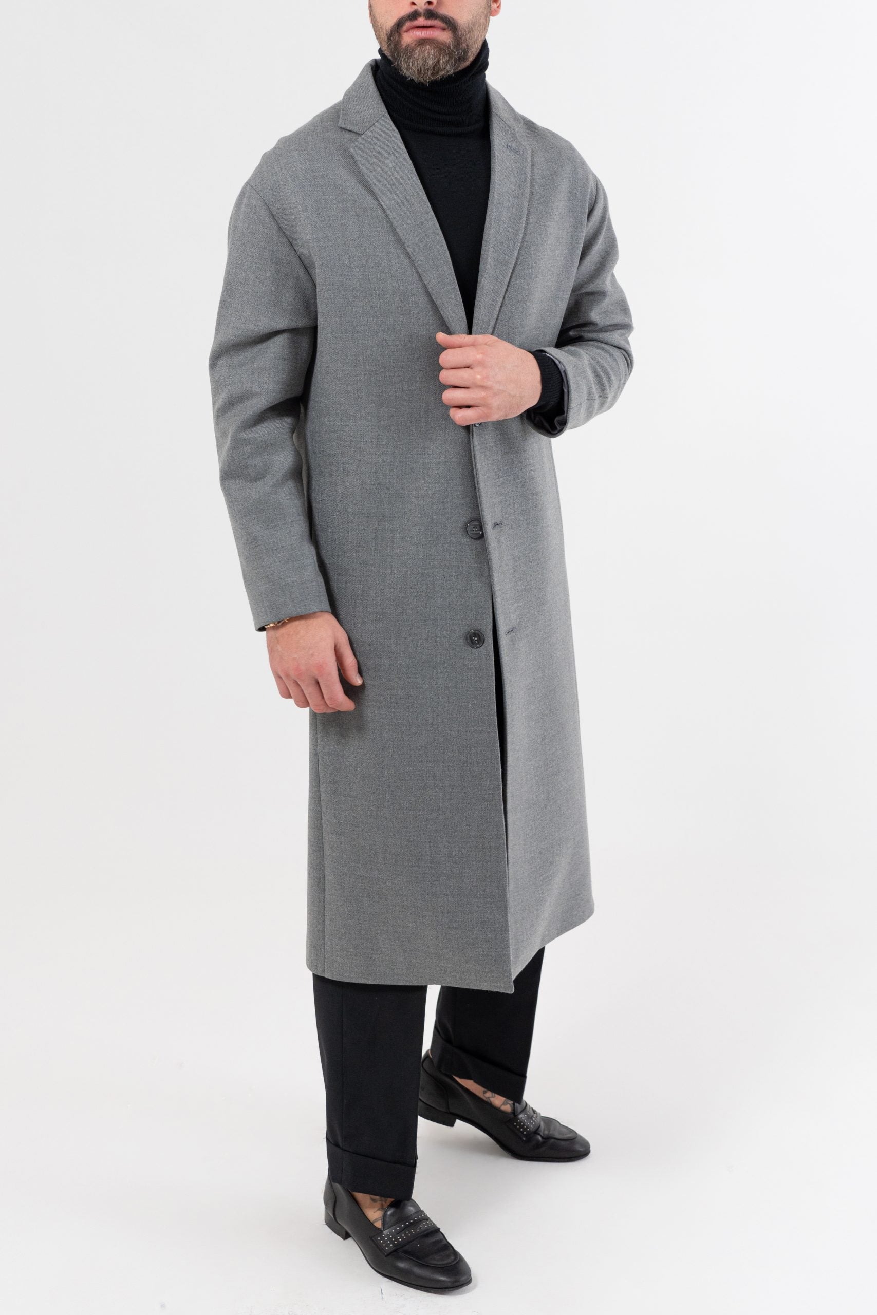 Soprabito Monopetto Oversize Grigio Chiaro