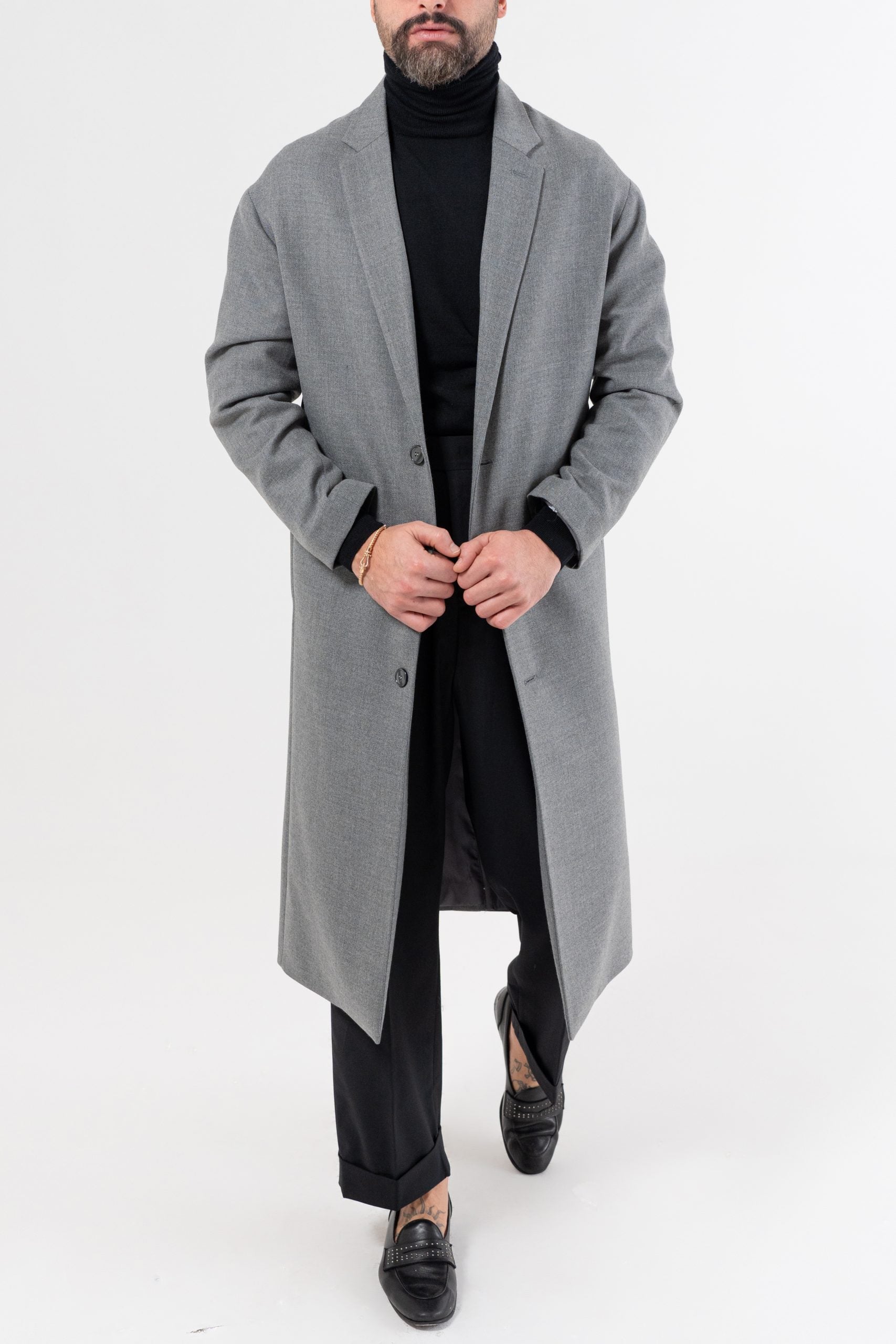 Soprabito Monopetto Oversize Grigio Chiaro