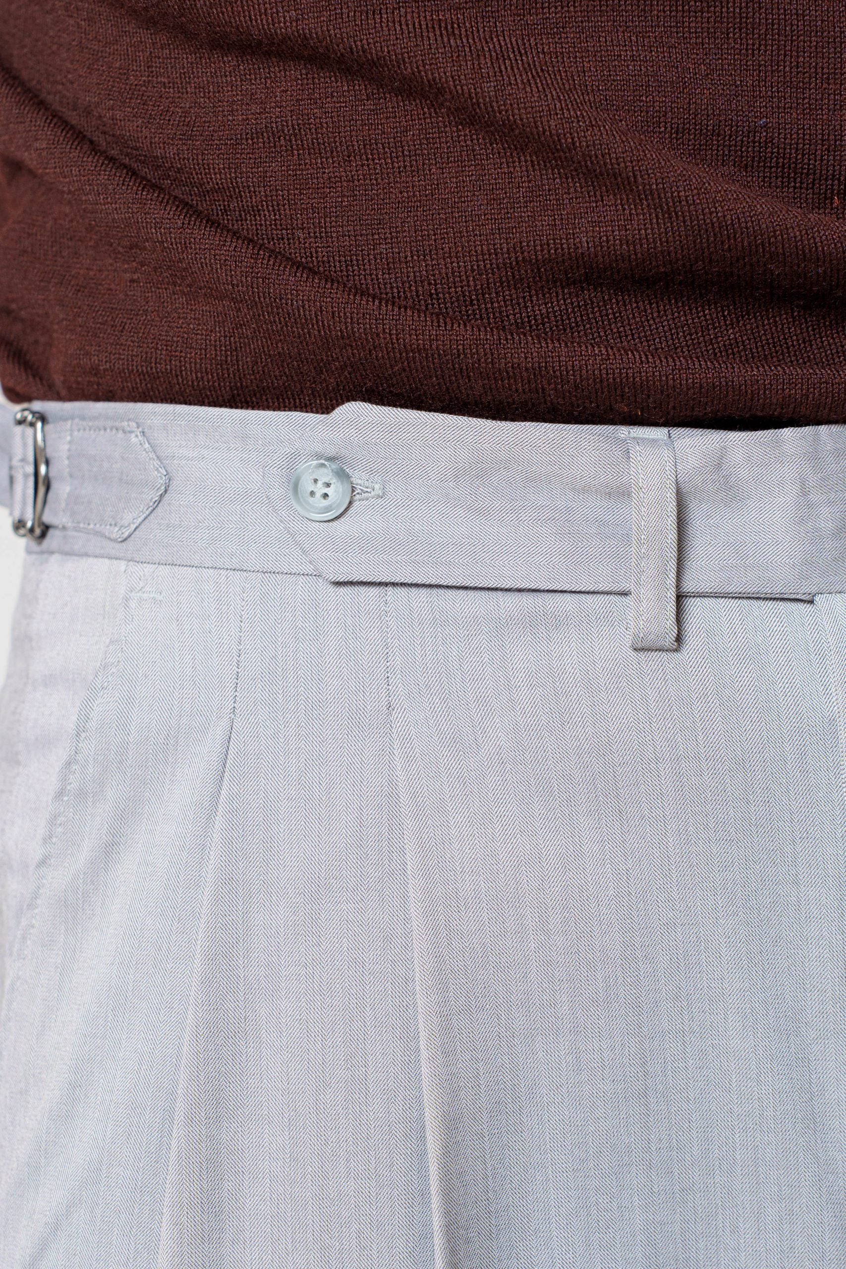 Pantalone Fondo Ampio e Fibbie Laterali Grigio Solaro New York