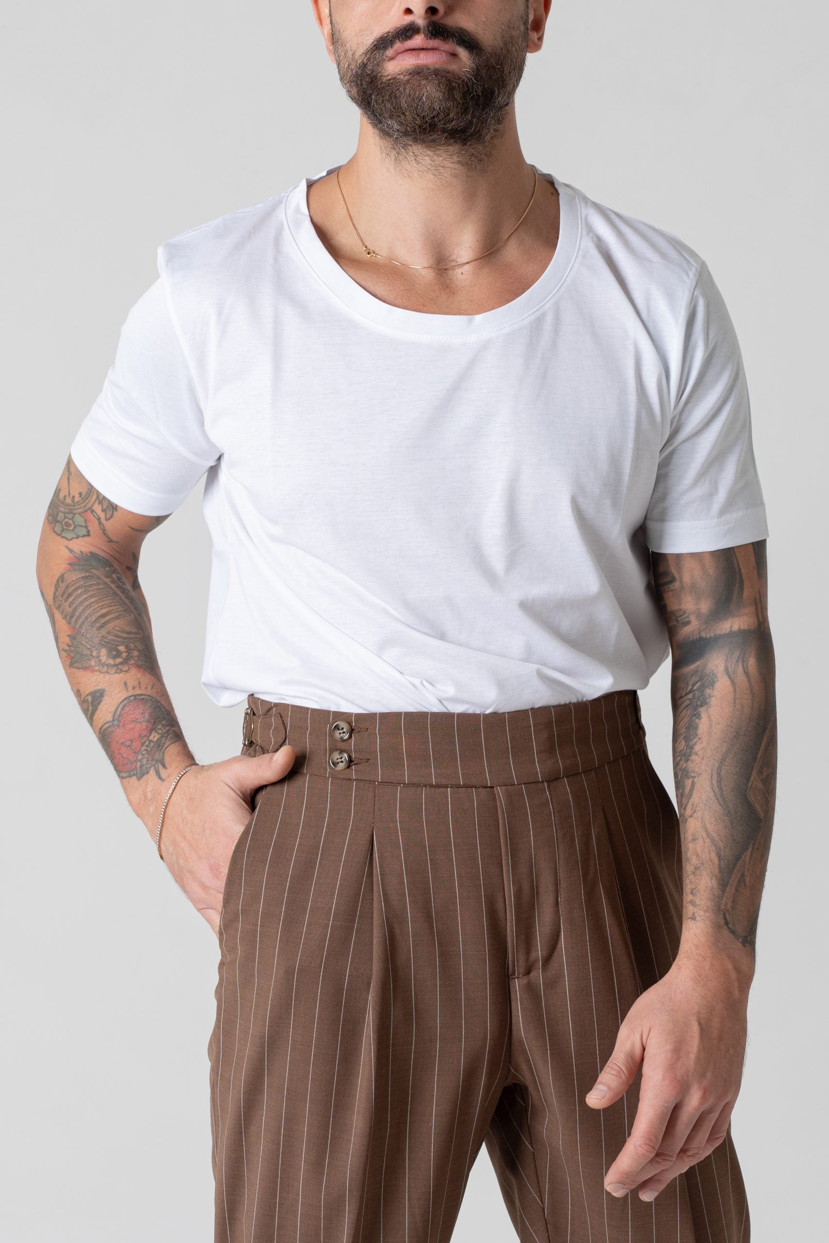 T-Shirt Regolare Collo a Barca in Filo di Scozia Bianca