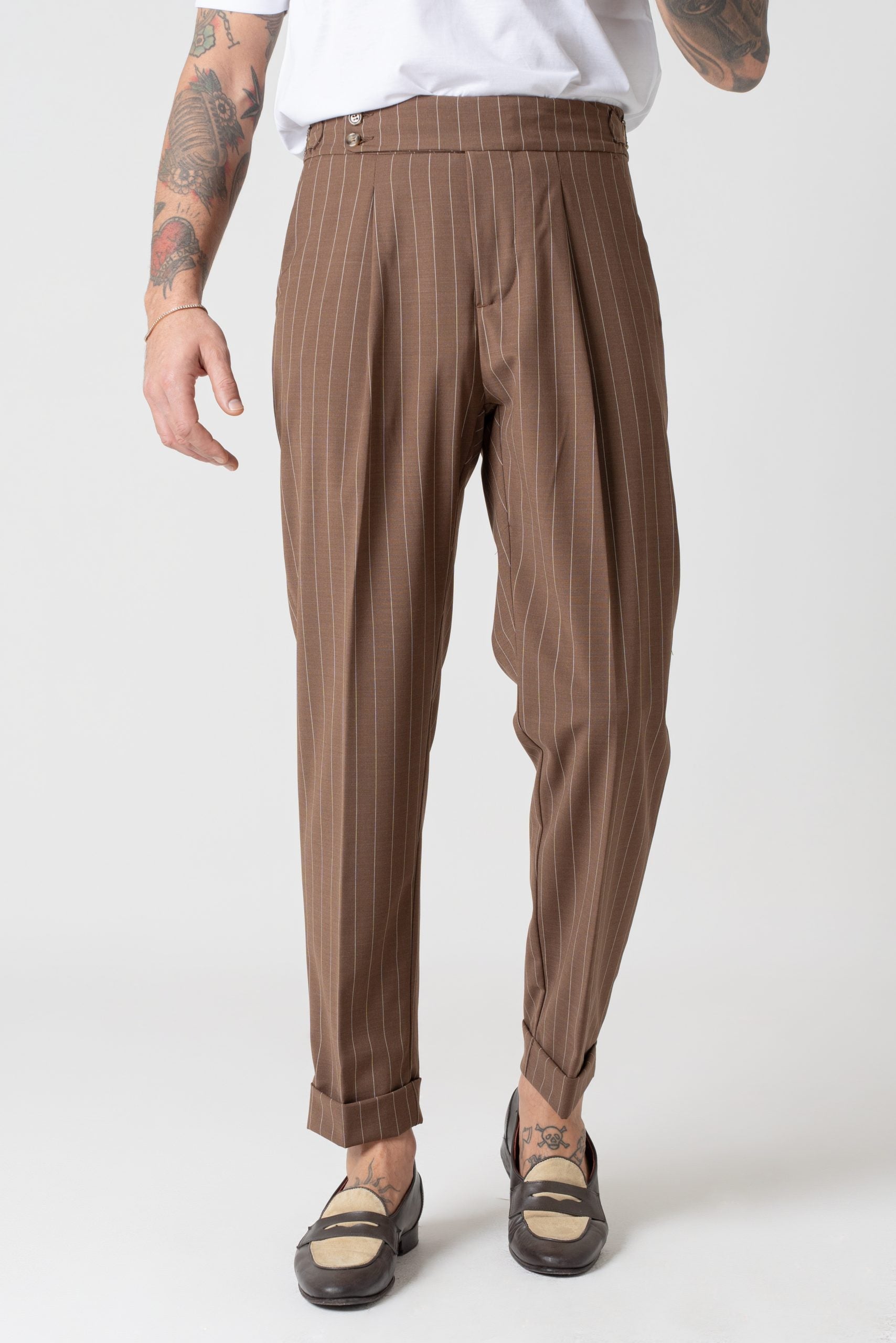 Pantalone con Bustino Tondo Gessato Moro Portofino