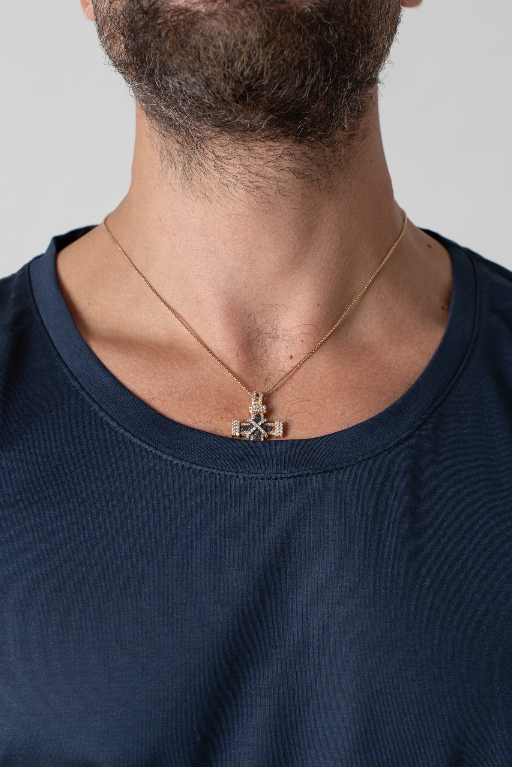 T-Shirt Regolare Collo a Barca in Filo di Scozia Blu