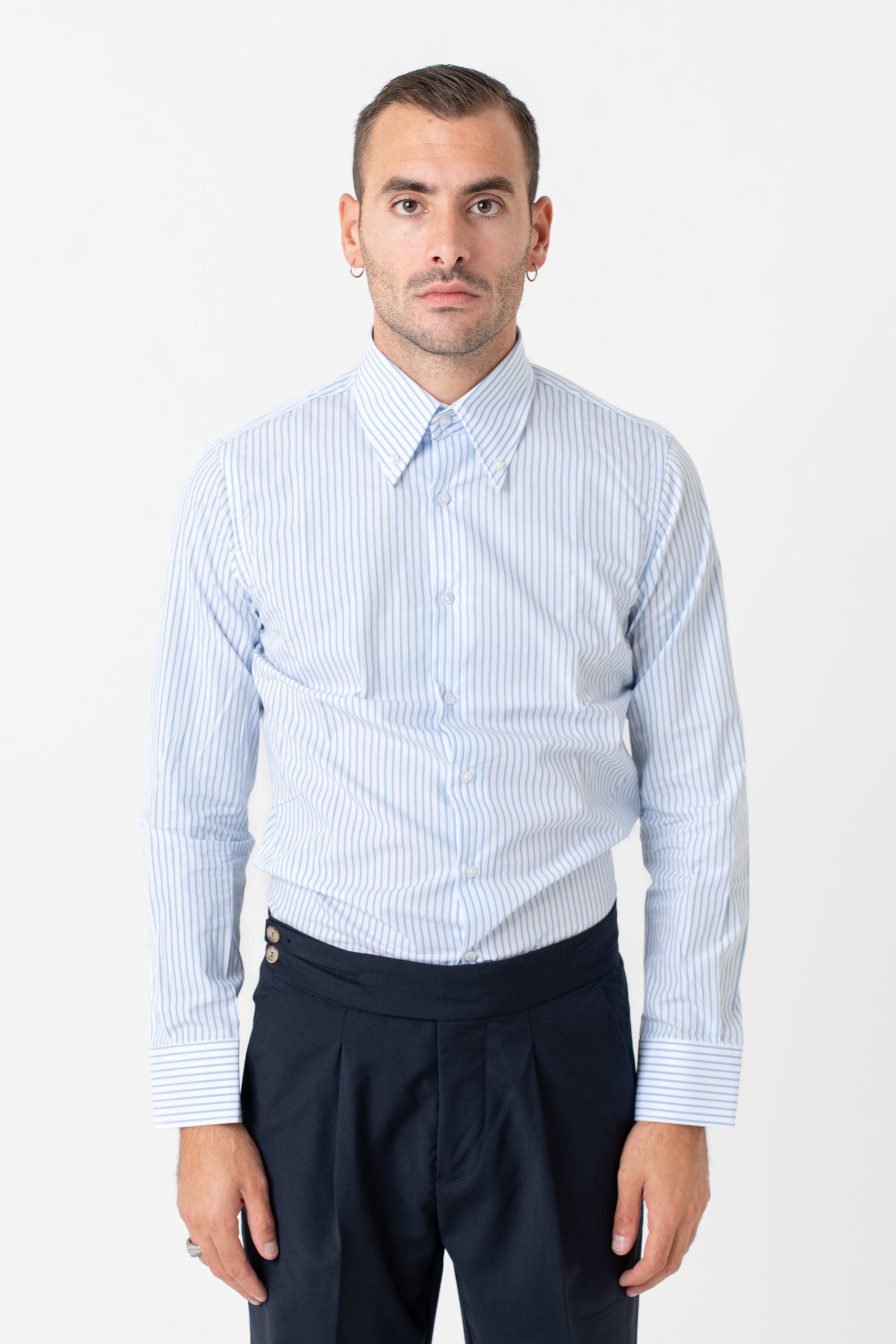 Camicia Riga Azzurra con collo Button Down