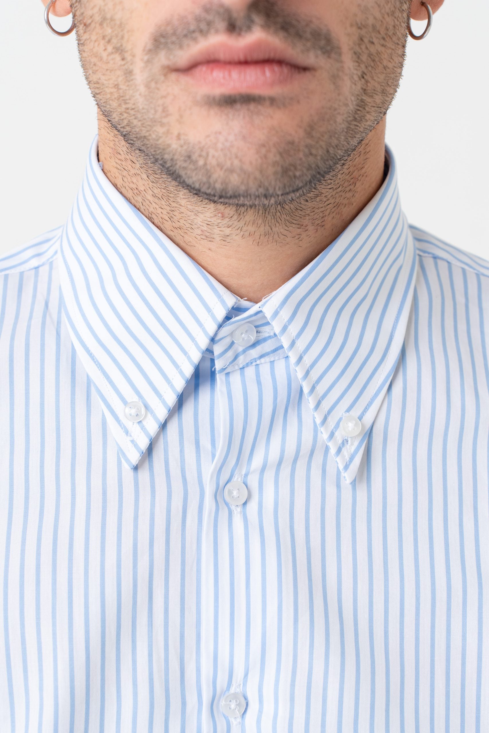 Camicia Riga Azzurra con collo Button Down