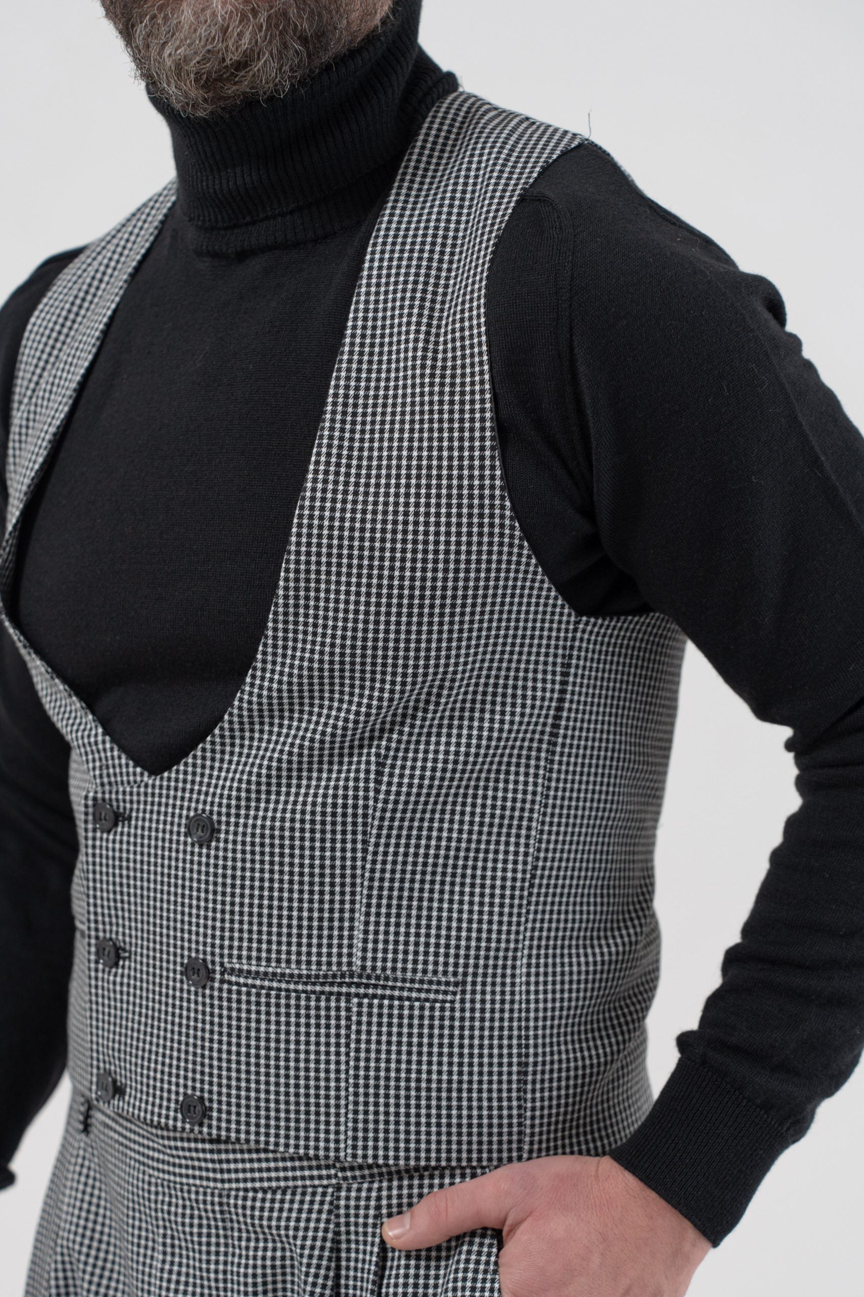 Amsterdam Houndstooth Wool Double-Breasted Waistcoat