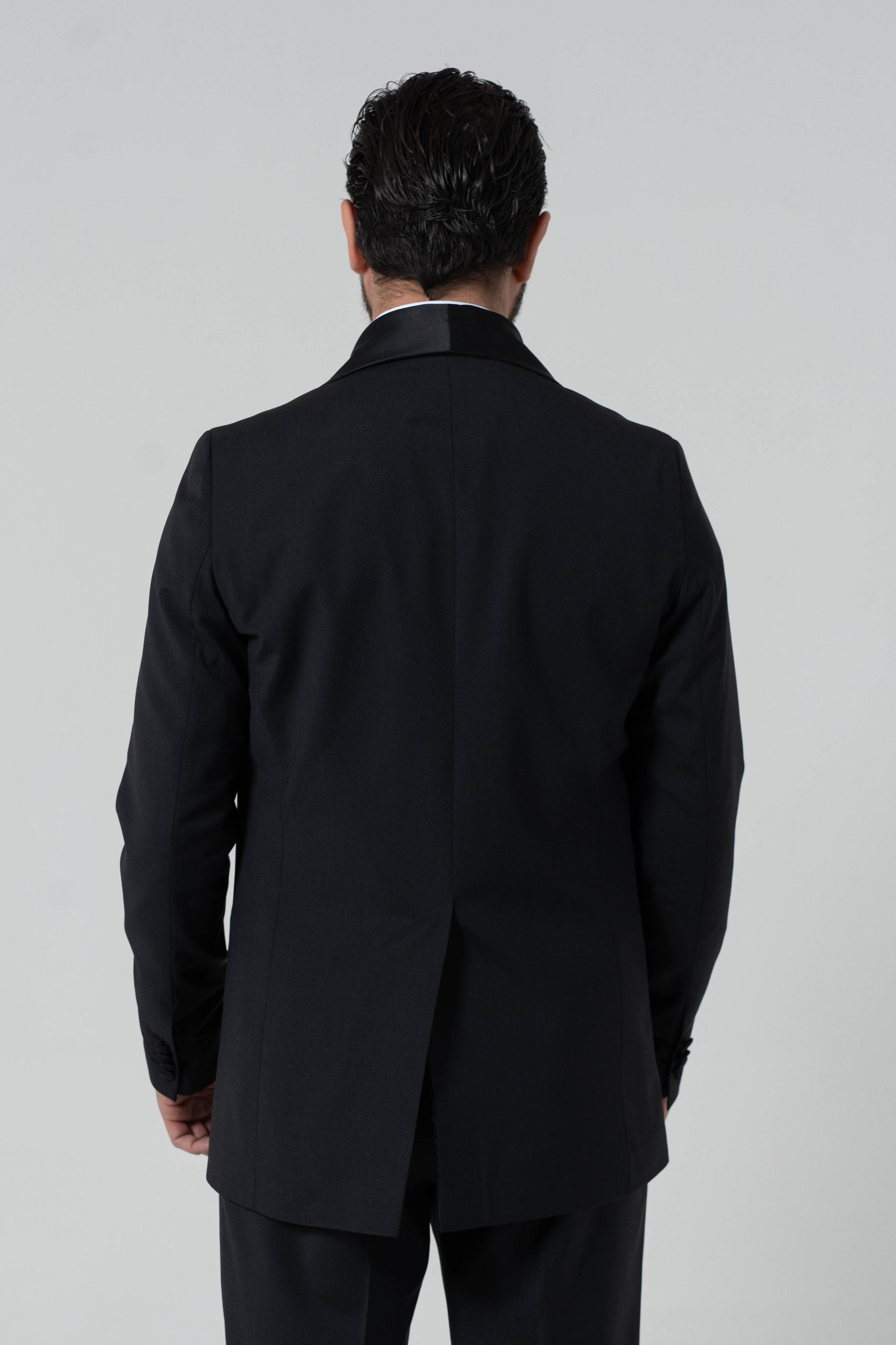 Giacca Smoking Monopetto con Rever a Scialle Nero