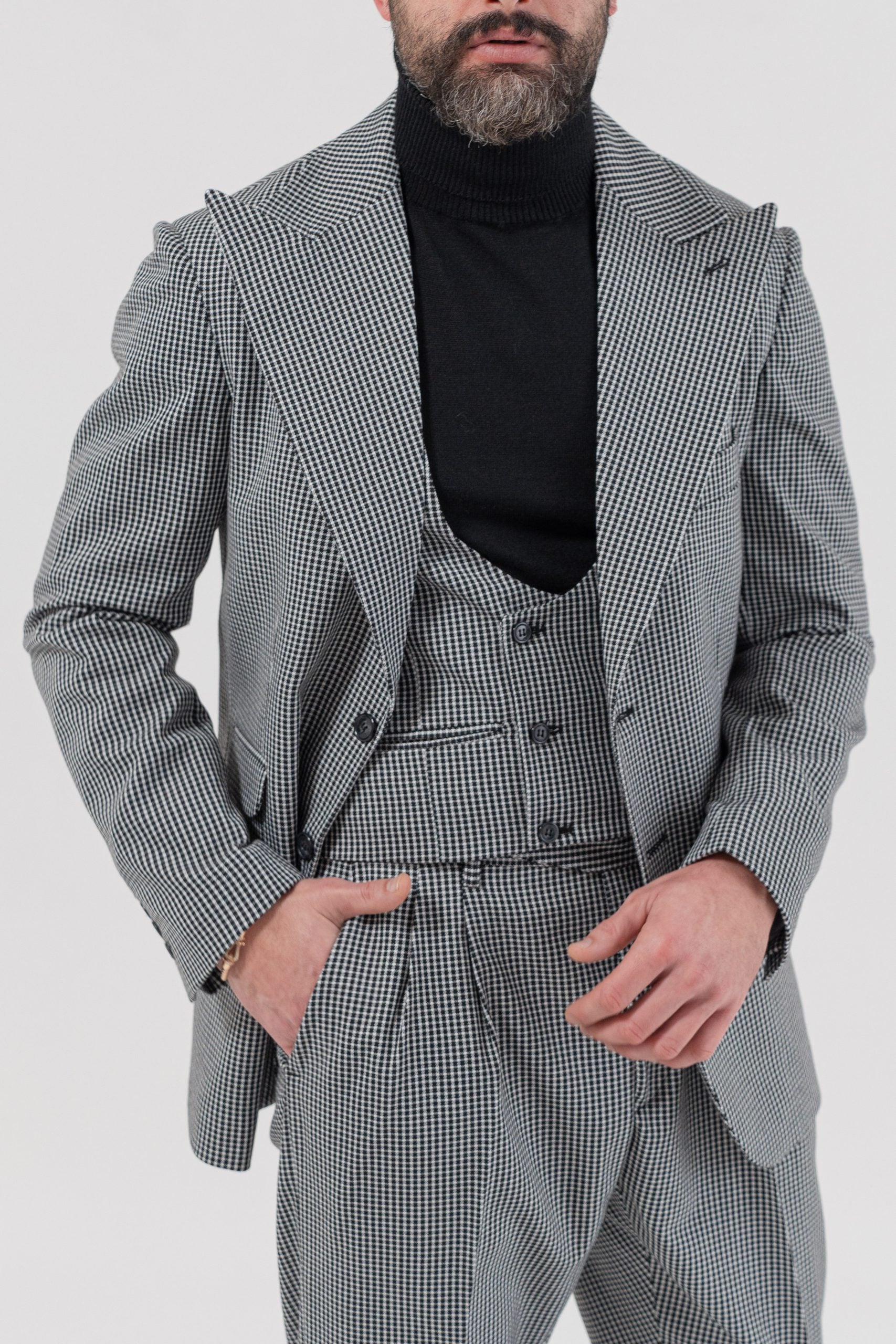 Amsterdam Houndstooth Wool Double-Breasted Waistcoat