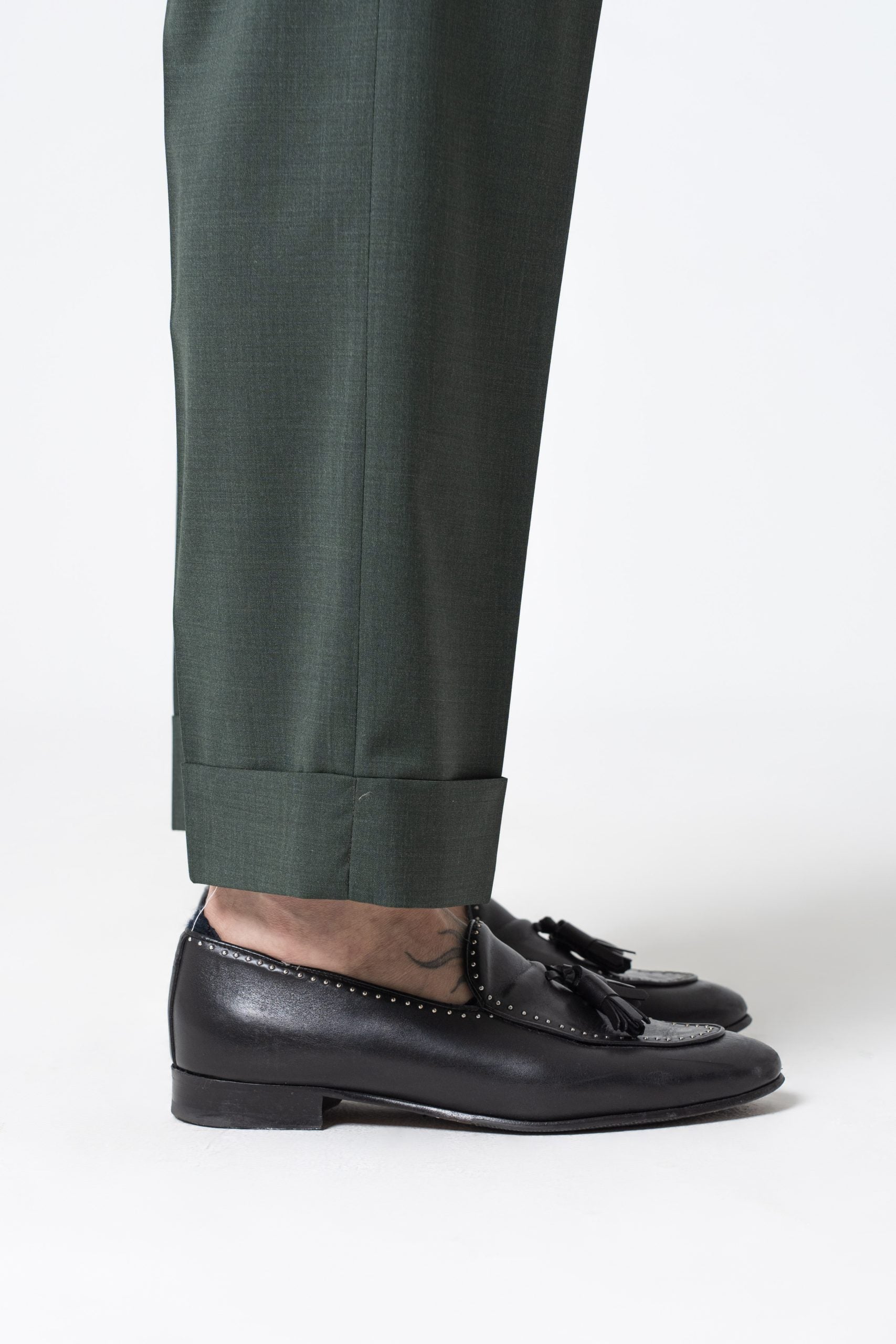 Pantalone Fondo Ampio e Fibbie Laterali Verde Bosco Cannes