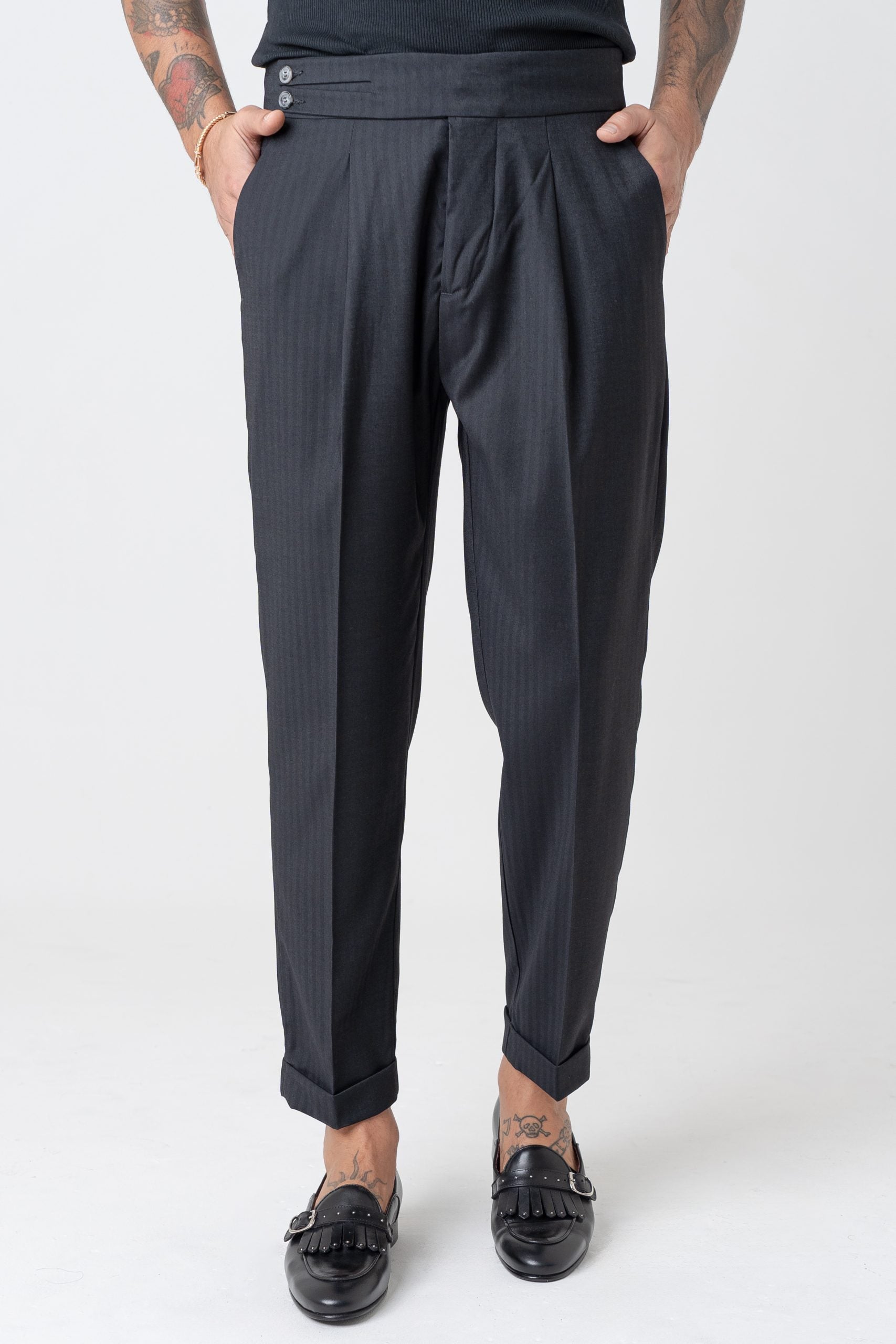 Pantalone Biforcato Nero Solaro Las Vegas