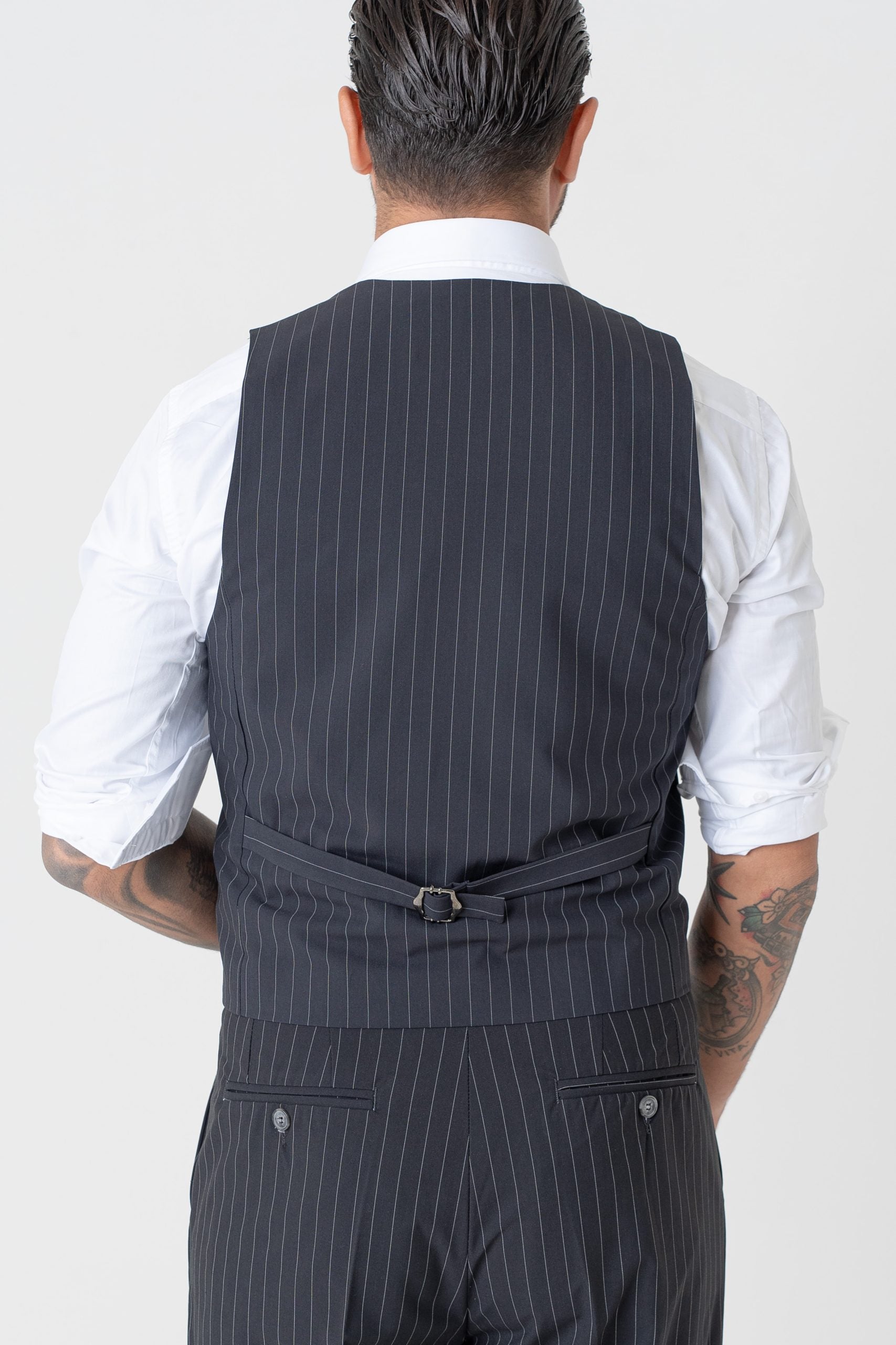 Panciotto Doppiopetto Gessato Blu Manhattan