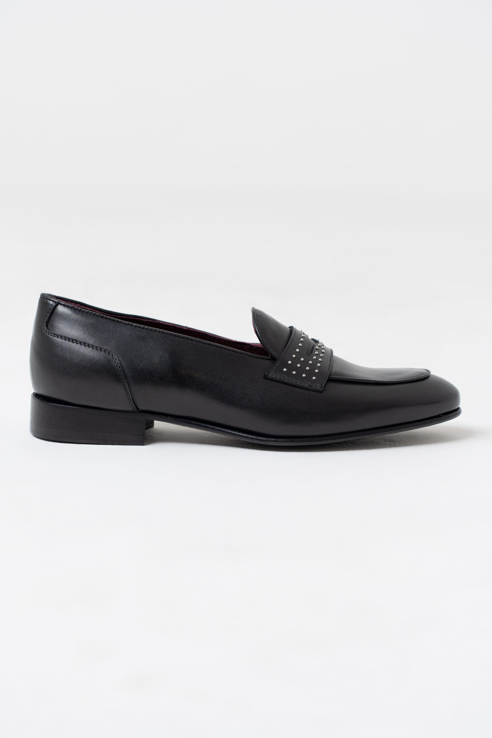 Mocassino Penny Loafer Borchiata Nera