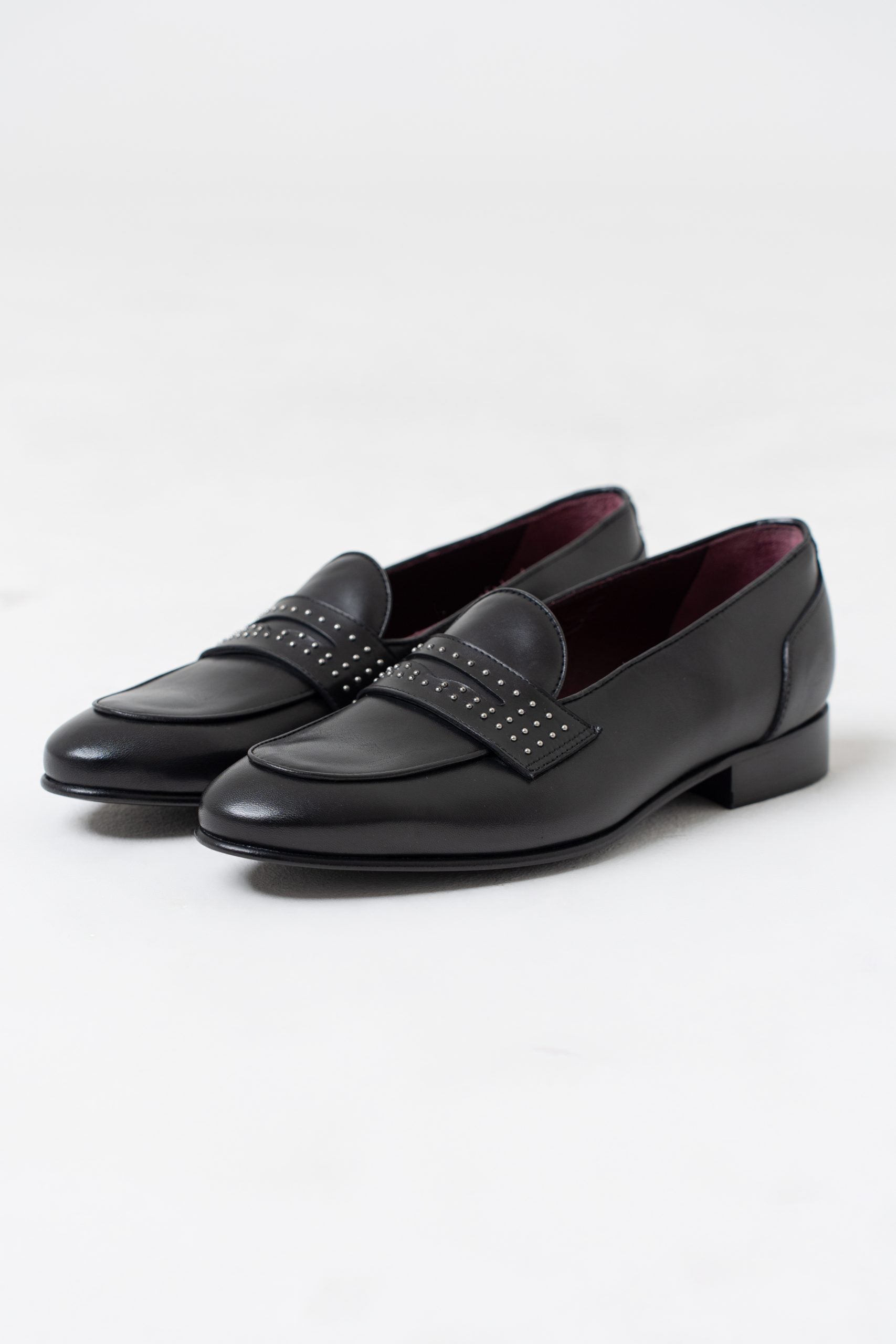 Mocassino Penny Loafer Borchiata Nera
