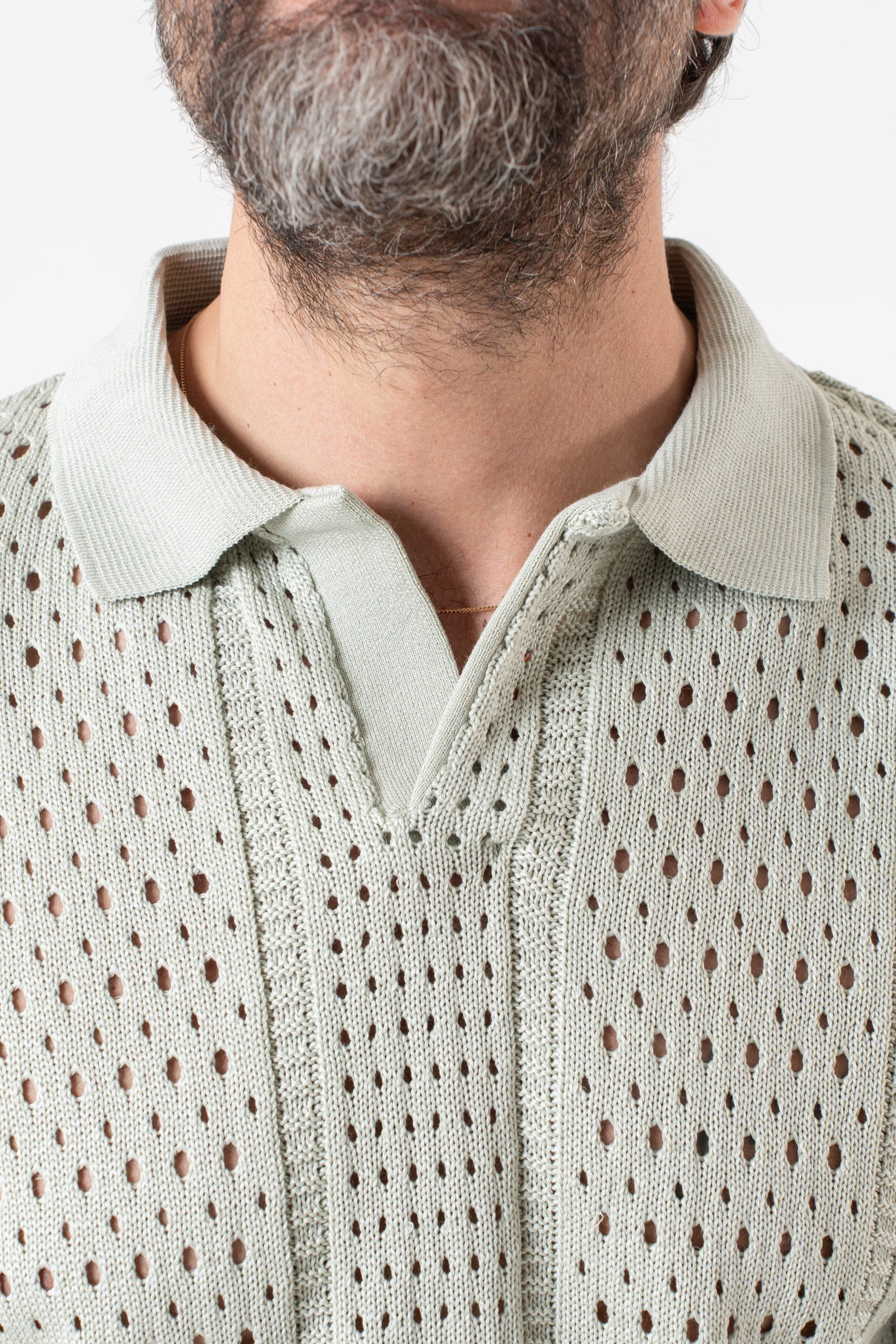 Mint Perforated Half Sleeve Derby Polo