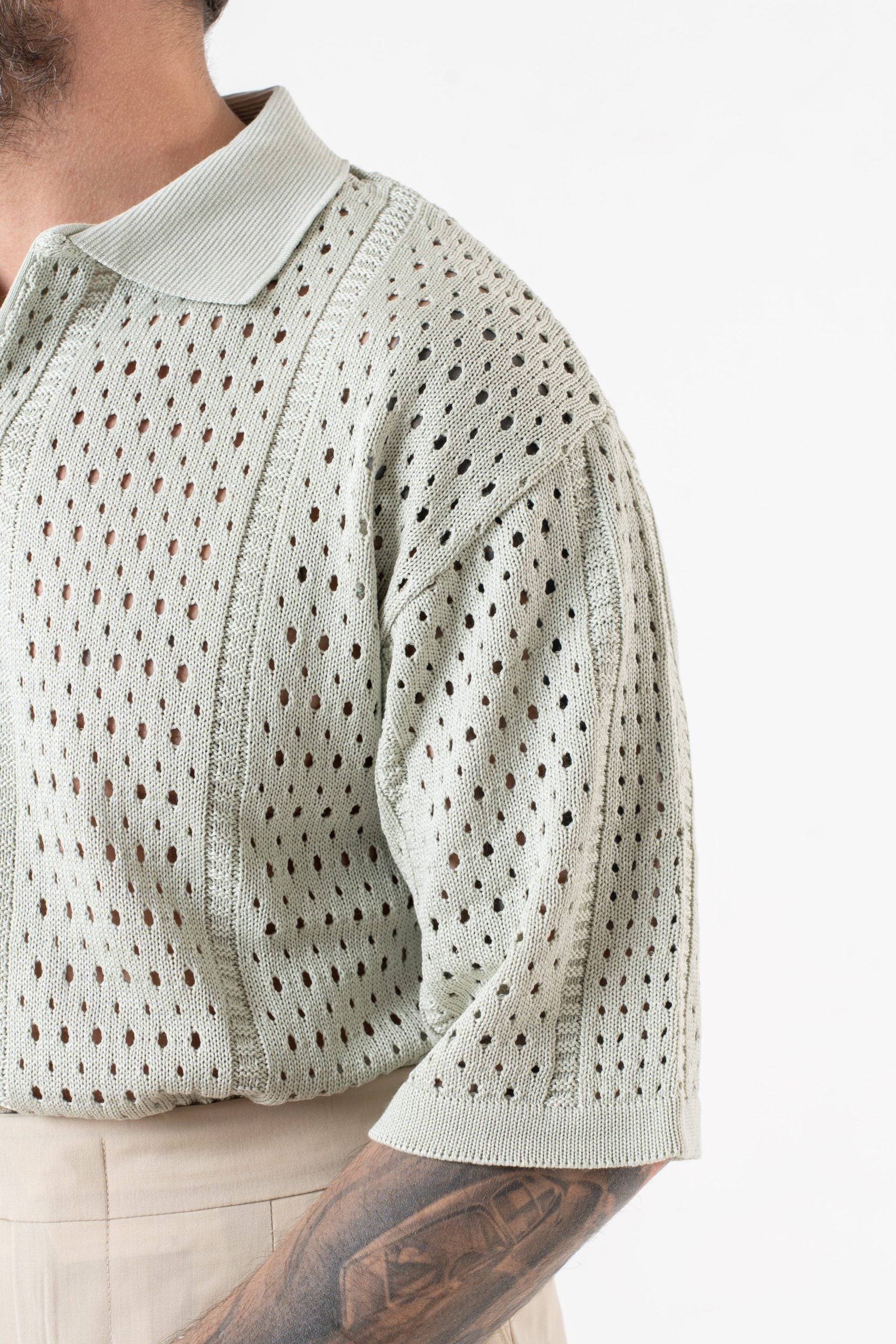 Mint Perforated Half Sleeve Derby Polo