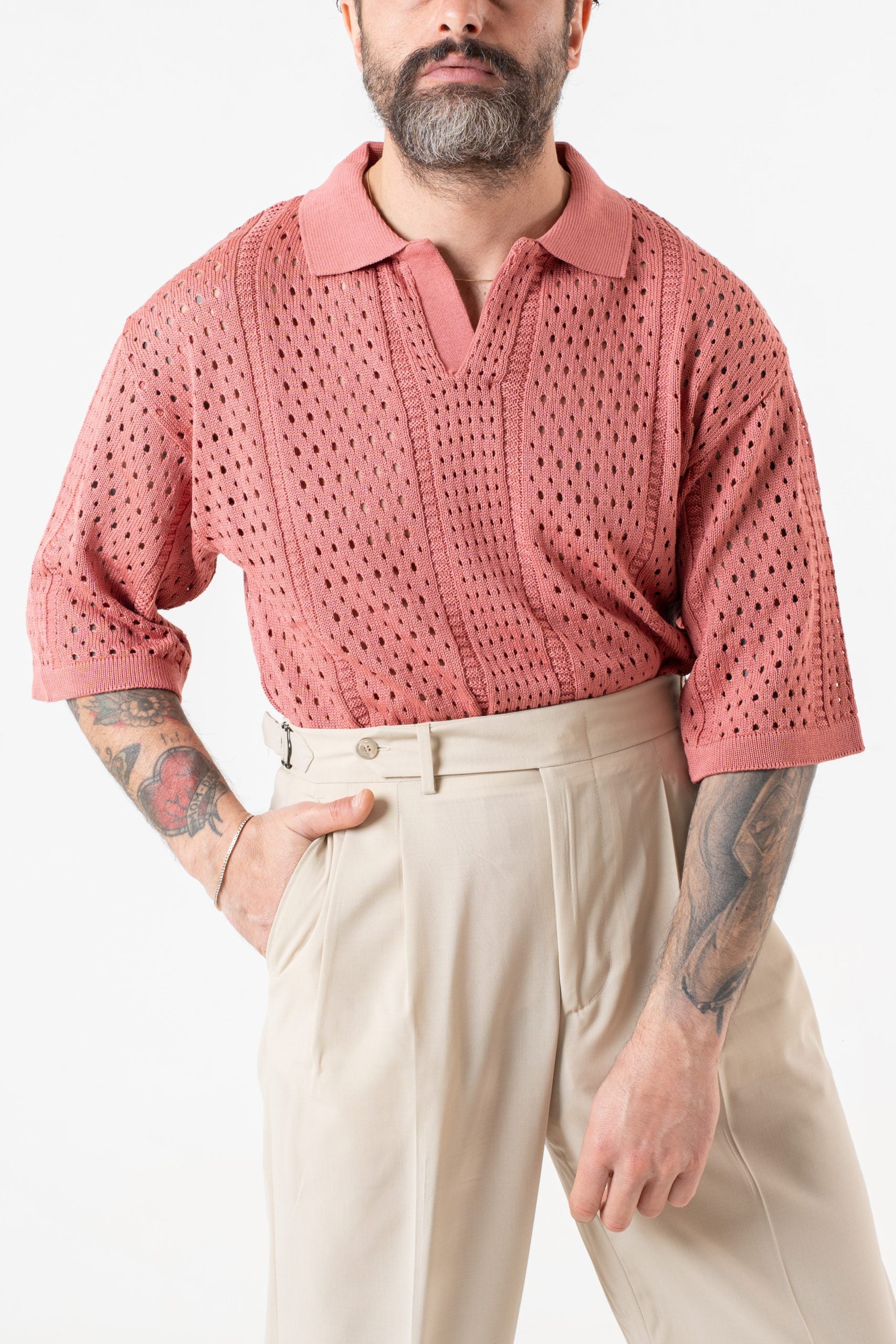 Polo Derby Mezza Manica Traforata Pesca