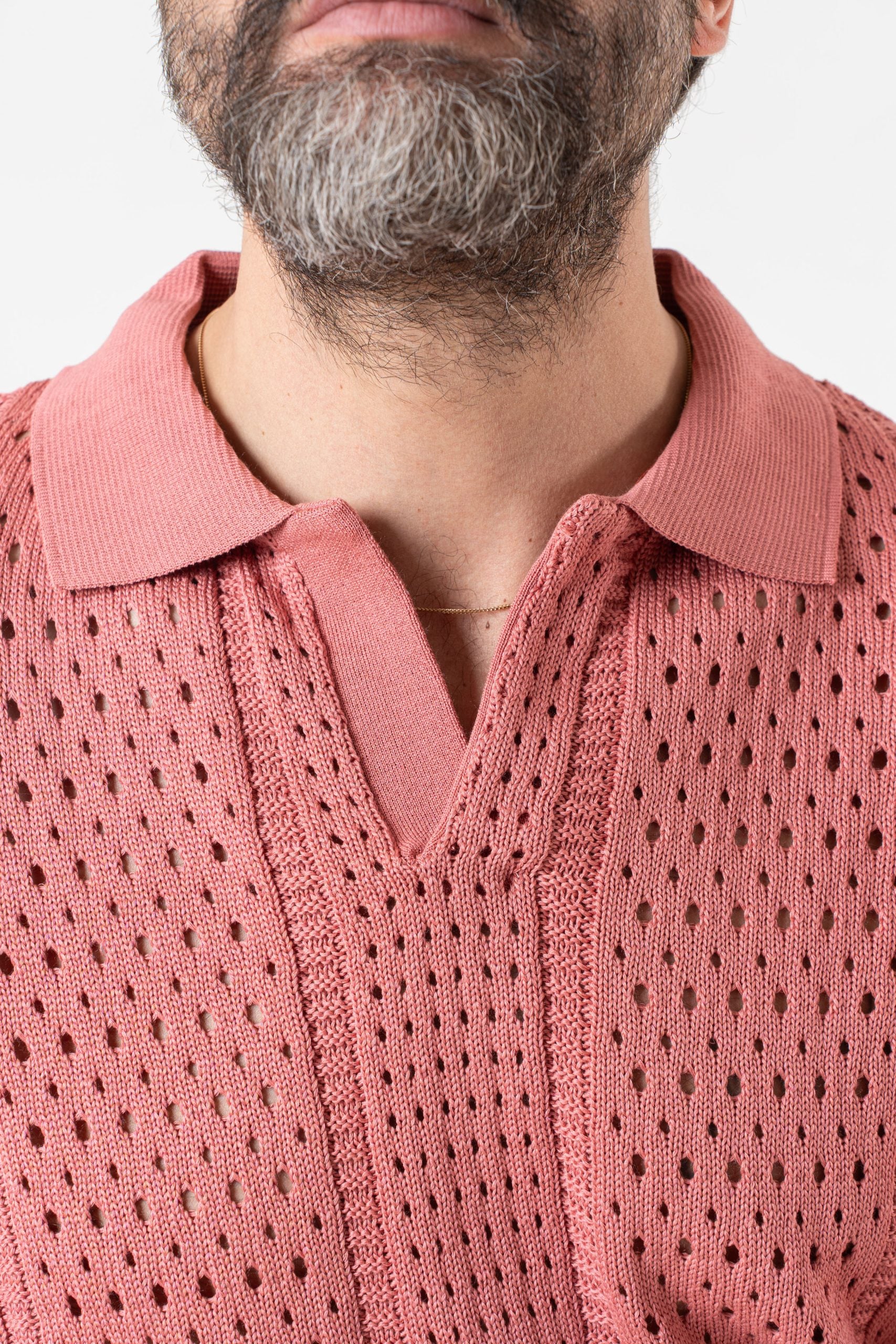 Peach Perforated Half Sleeve Derby Polo