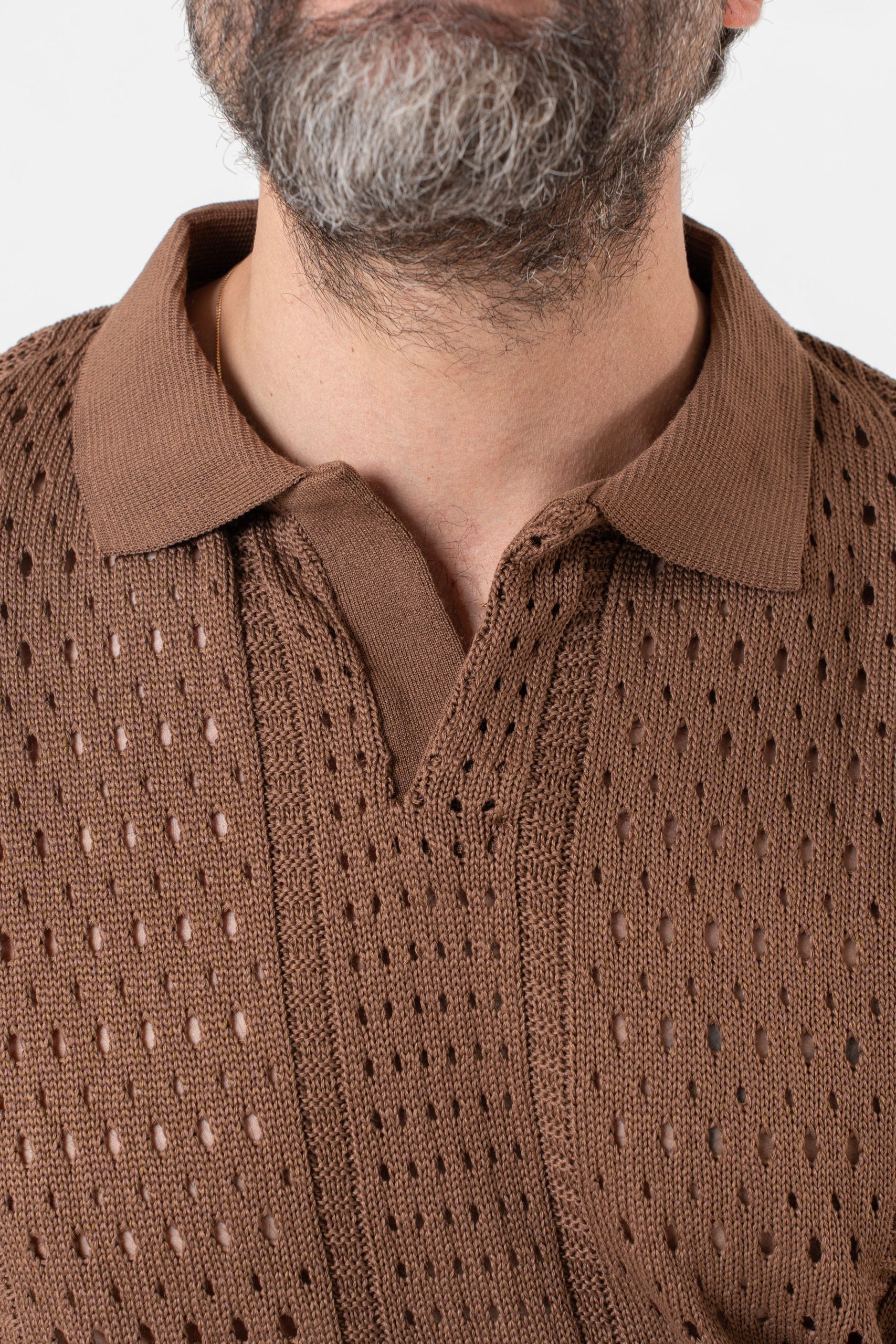 Cocoa Perforated Half Sleeve Derby Polo