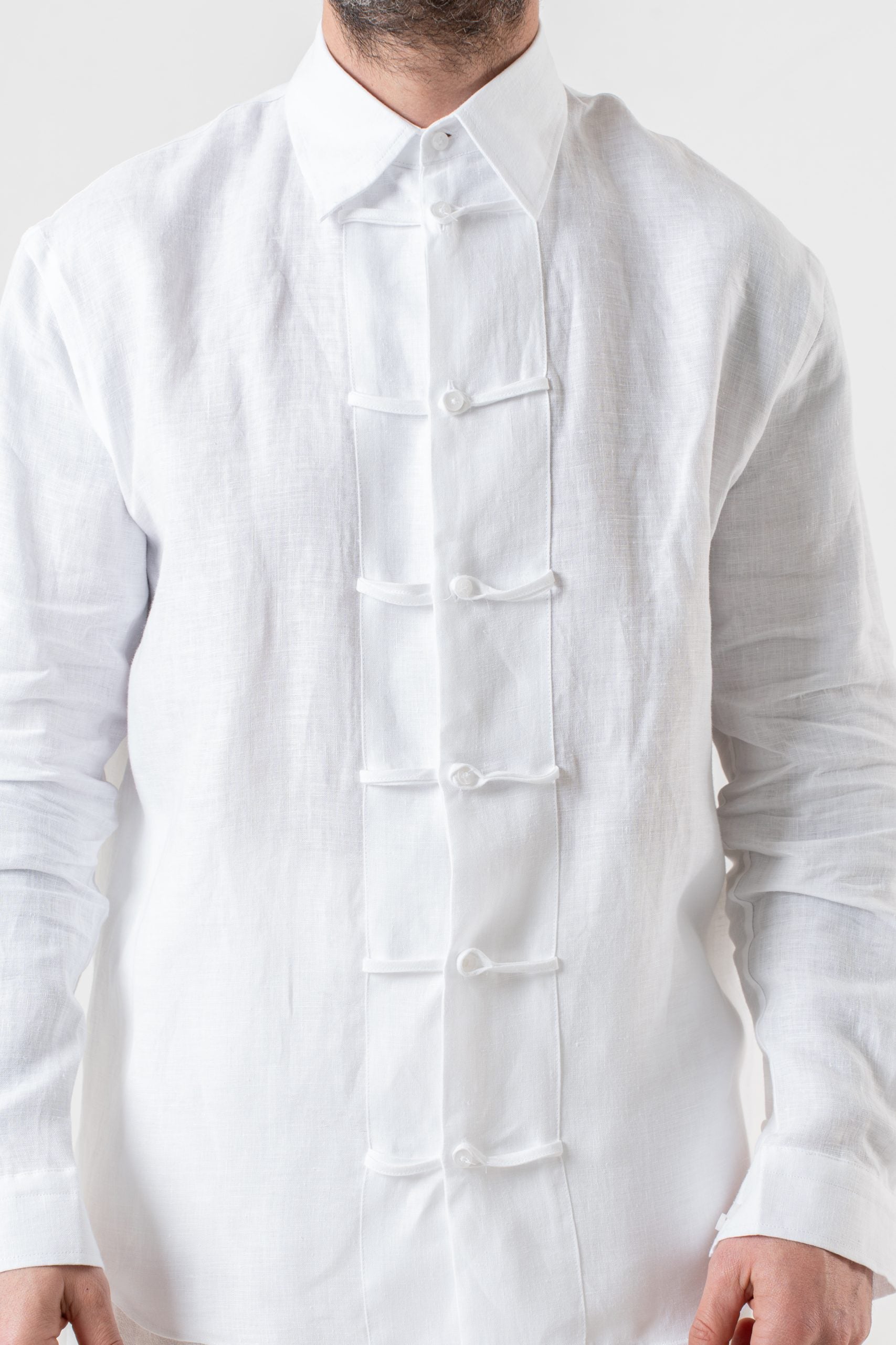 Camisa 100% lino blanco con ranas