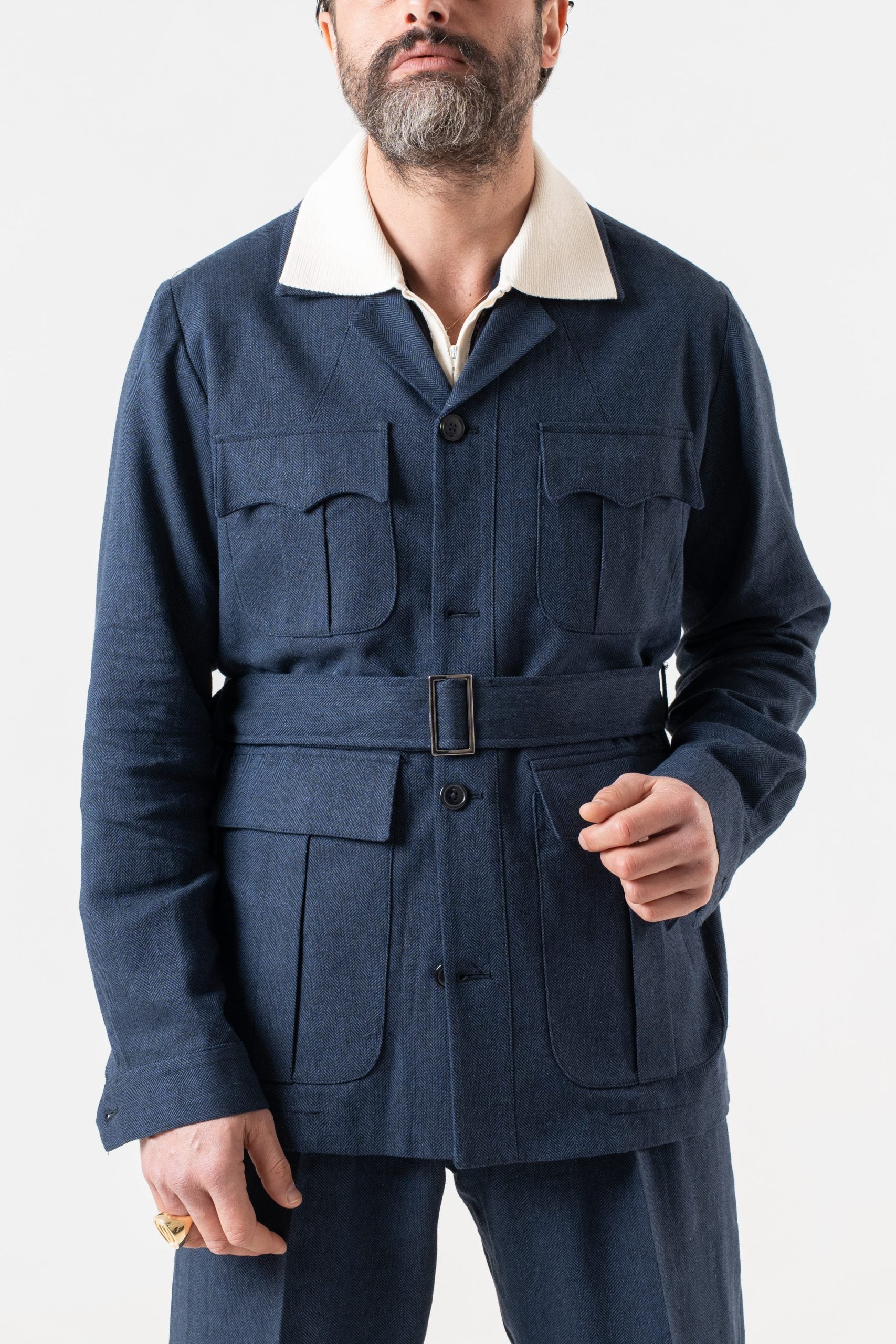 Sahariana Spigato Blu