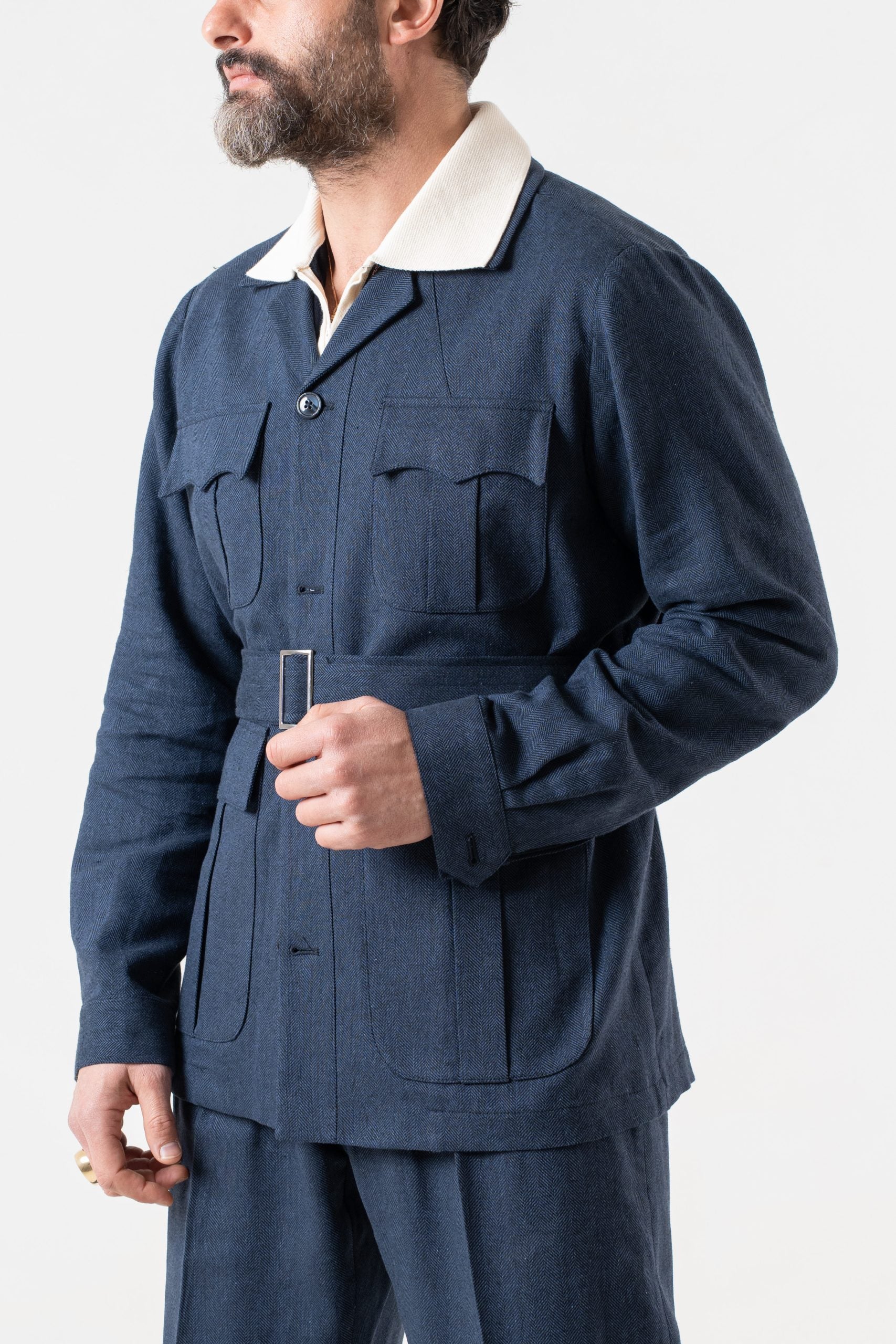 Sahariana Spigato Blu