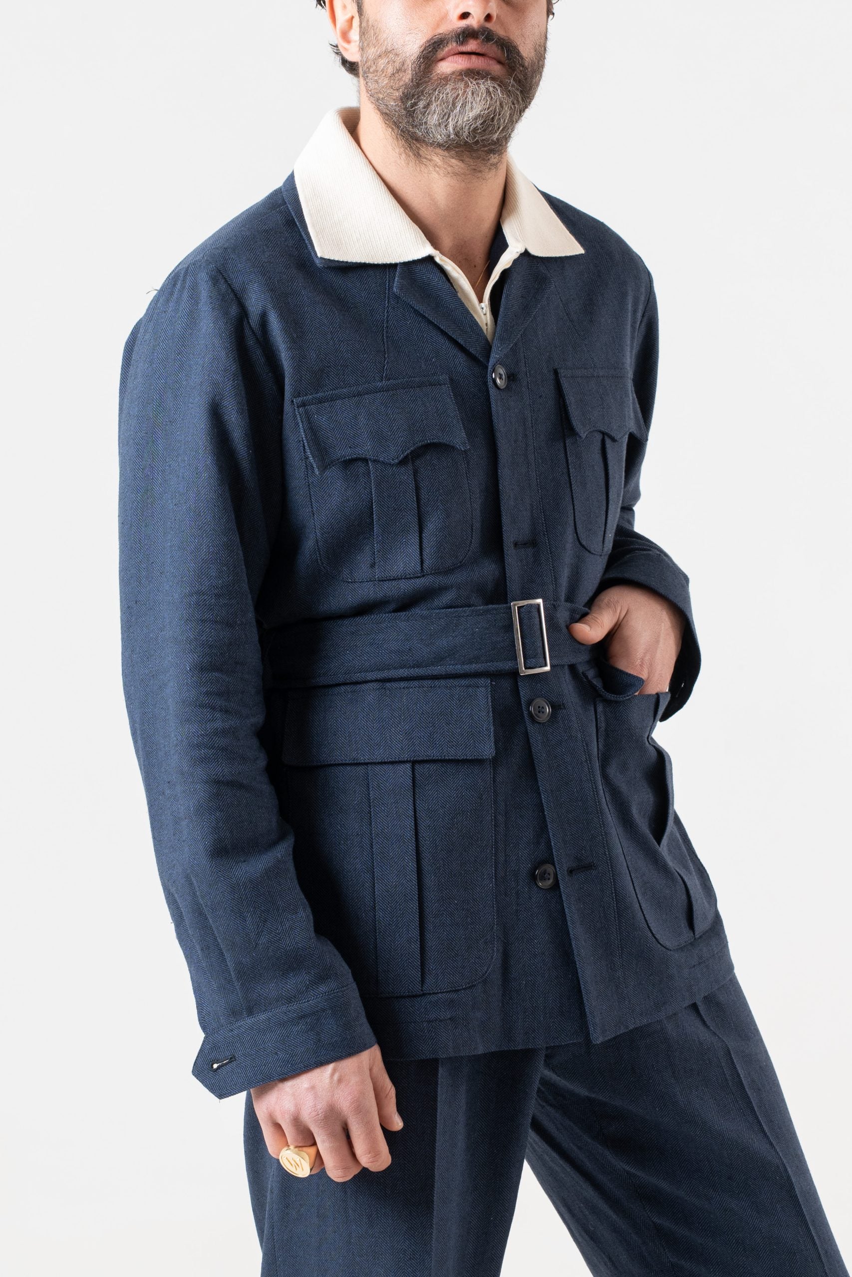 Sahariana Spigato Blu