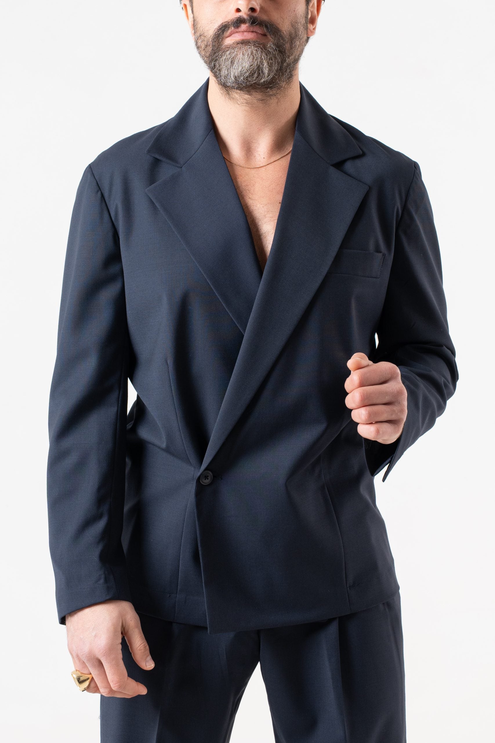 Giacca Camicia Doppiopetto Blu Napoli