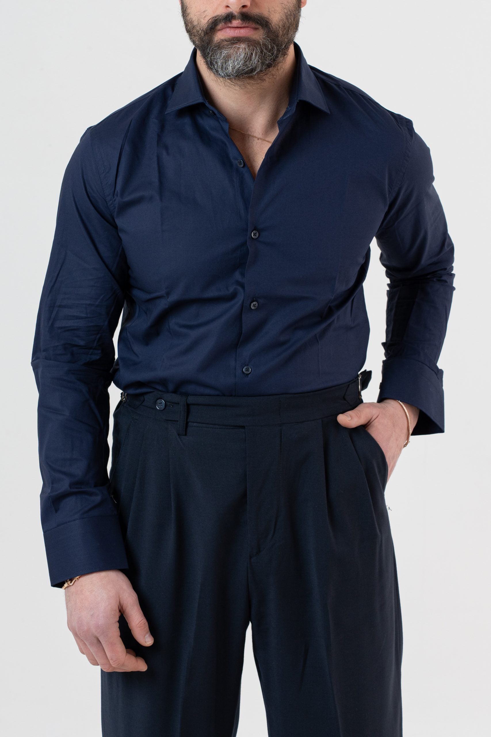 Camicia Collo Francese Blu